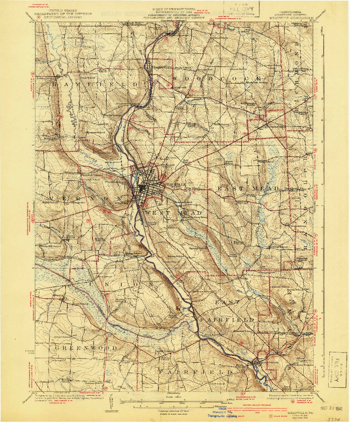 USGS 1:62500-SCALE QUADRANGLE FOR MEADVILLE, PA 1925