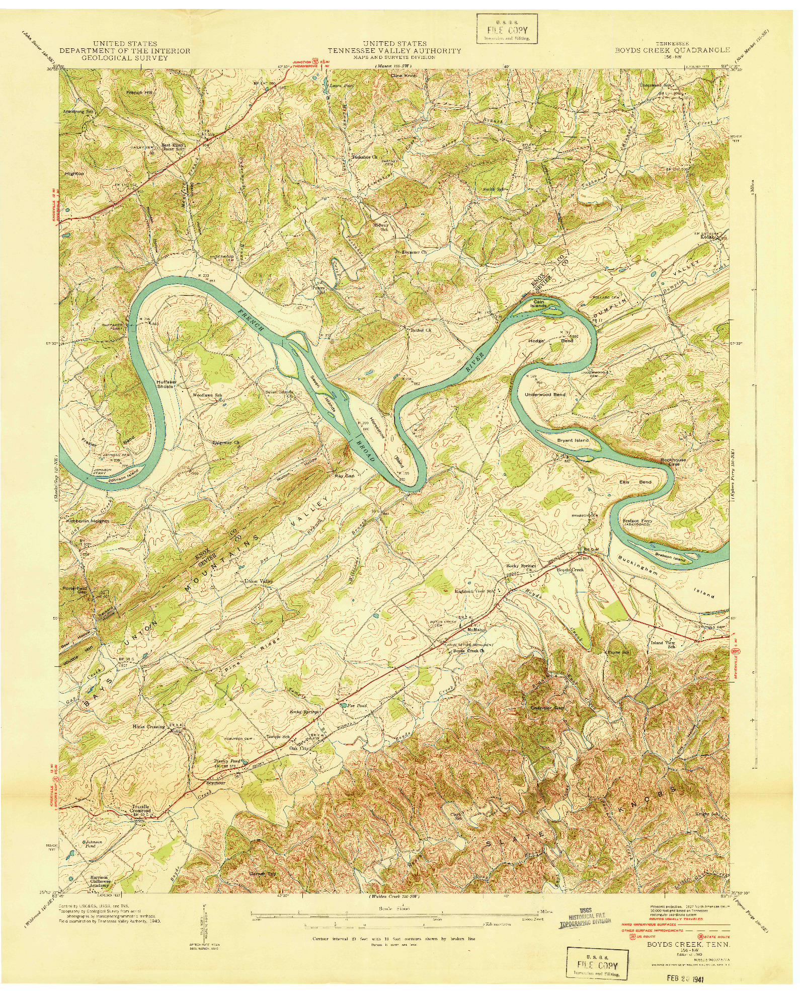 USGS 1:24000-SCALE QUADRANGLE FOR BOYDS CREEK, TN 1940