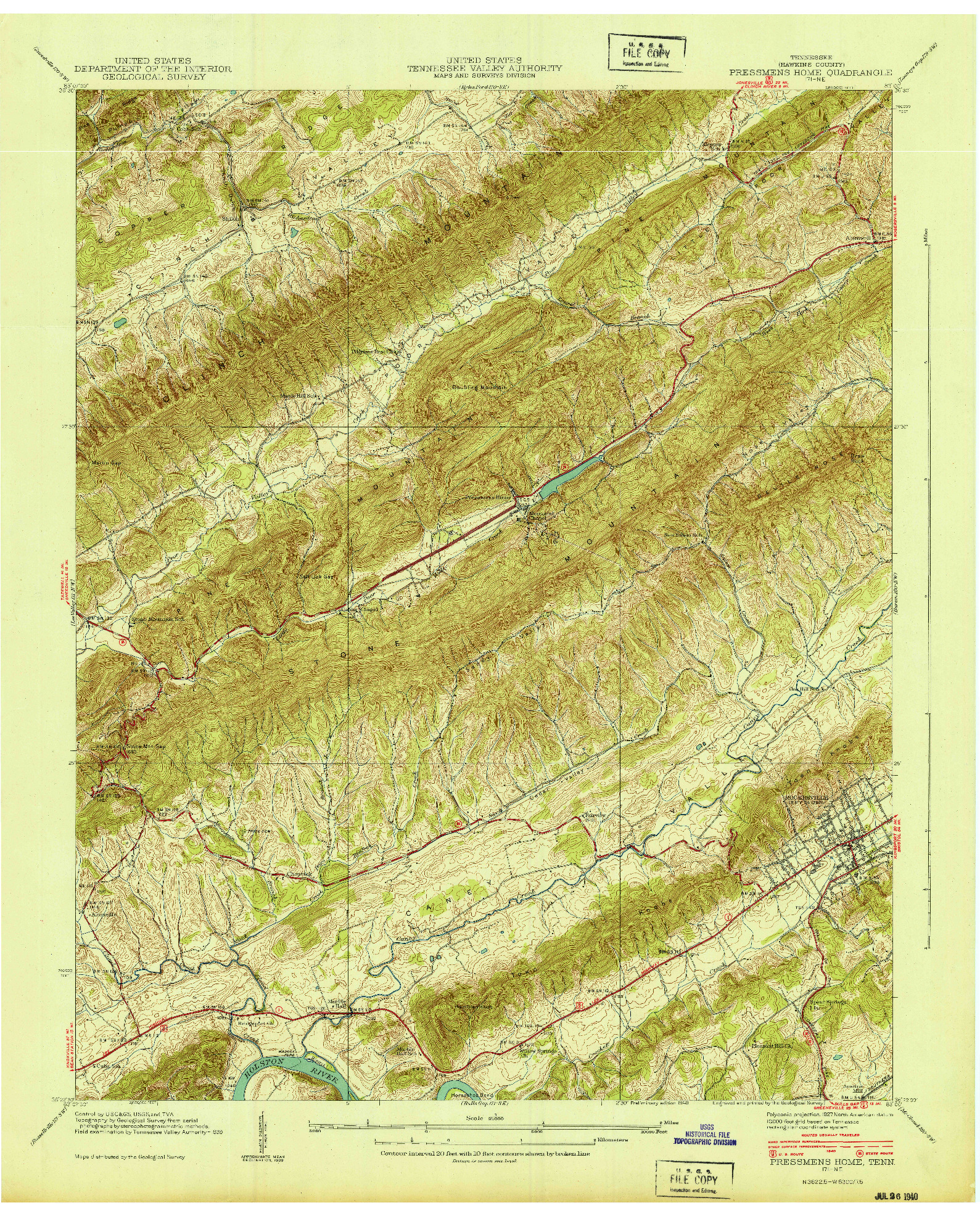 USGS 1:24000-SCALE QUADRANGLE FOR PRESSMENS HOME, TN 1940