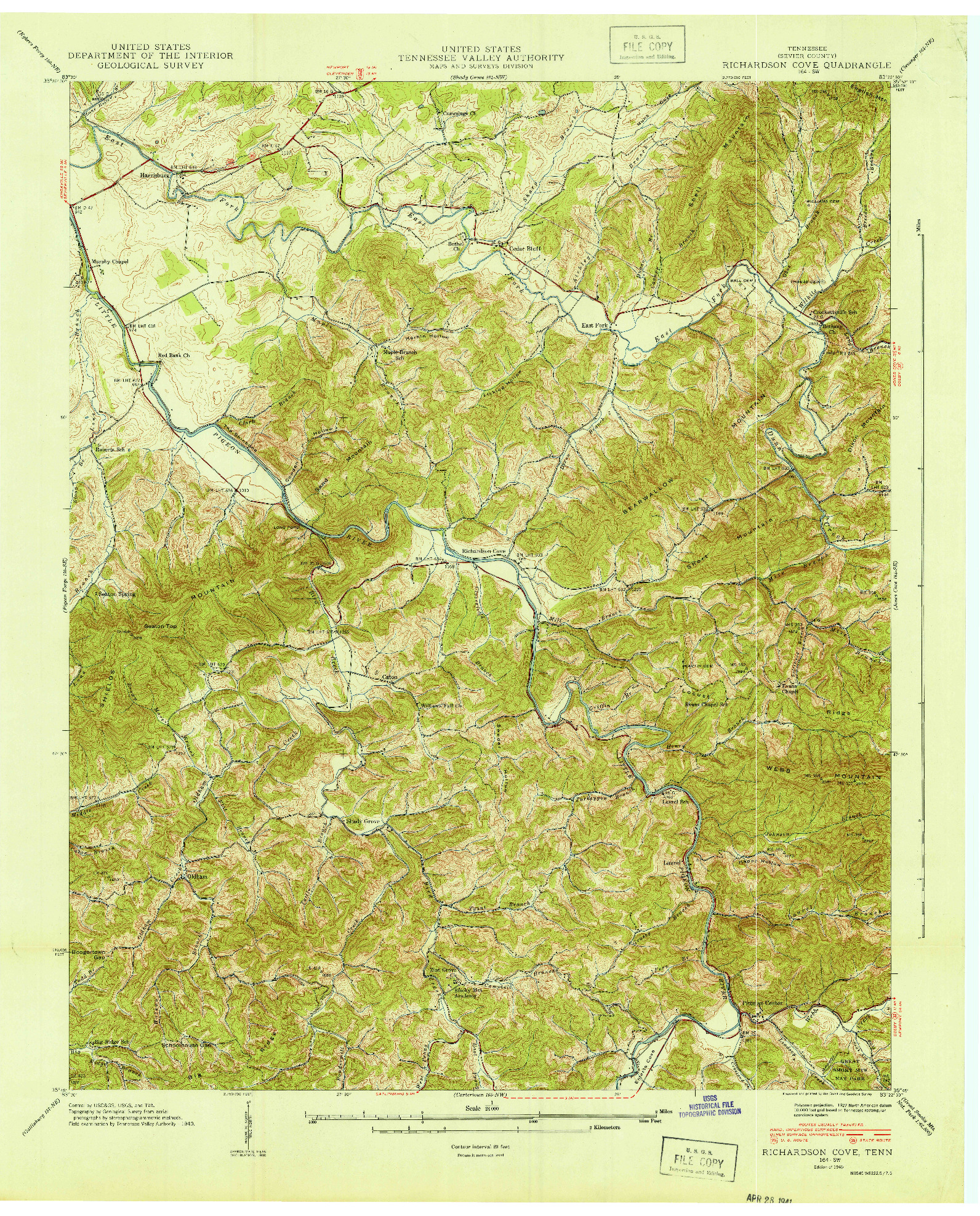 USGS 1:24000-SCALE QUADRANGLE FOR RICHARDSON COVE, TN 1940