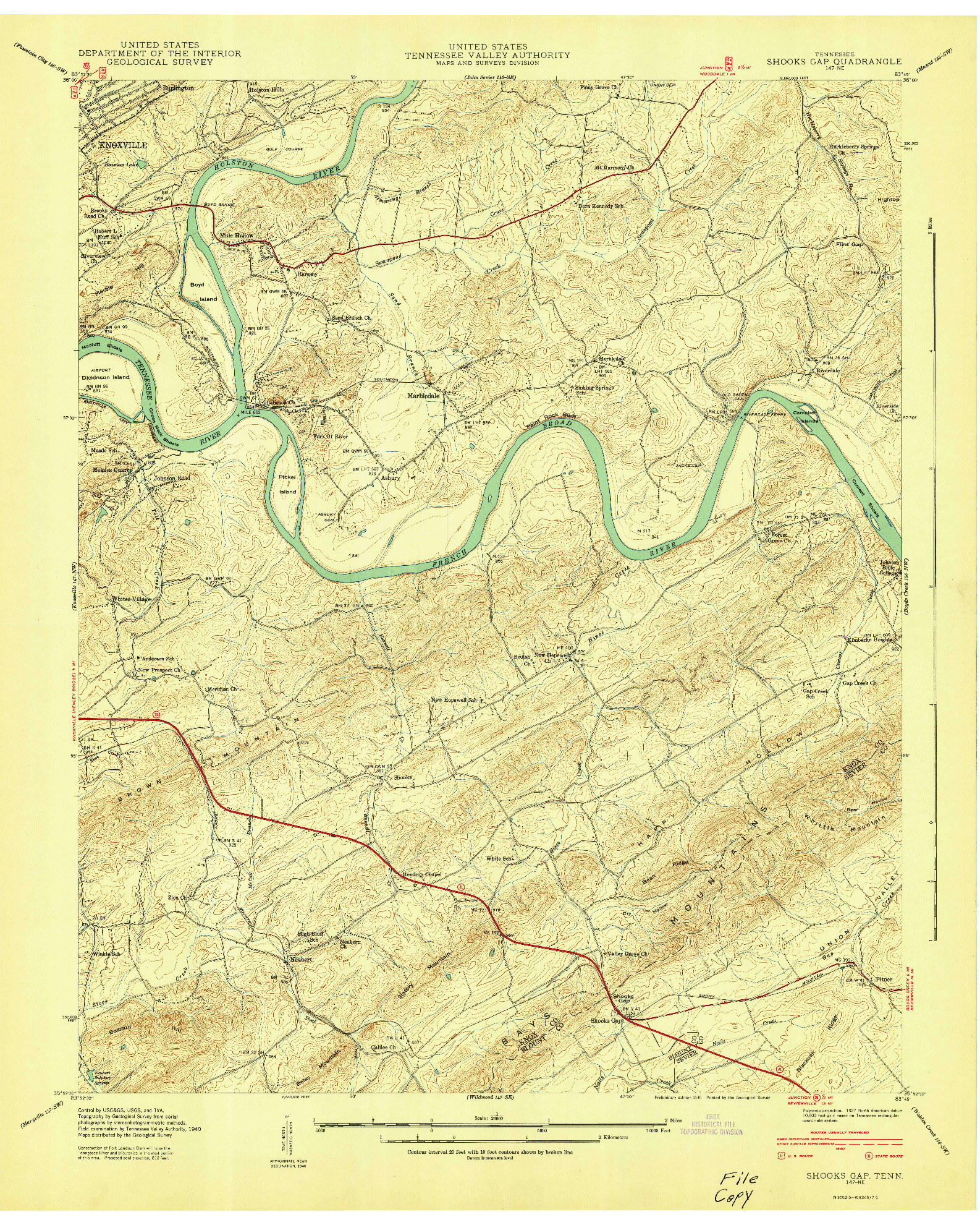 USGS 1:24000-SCALE QUADRANGLE FOR SHOOKS GAP, TN 1940