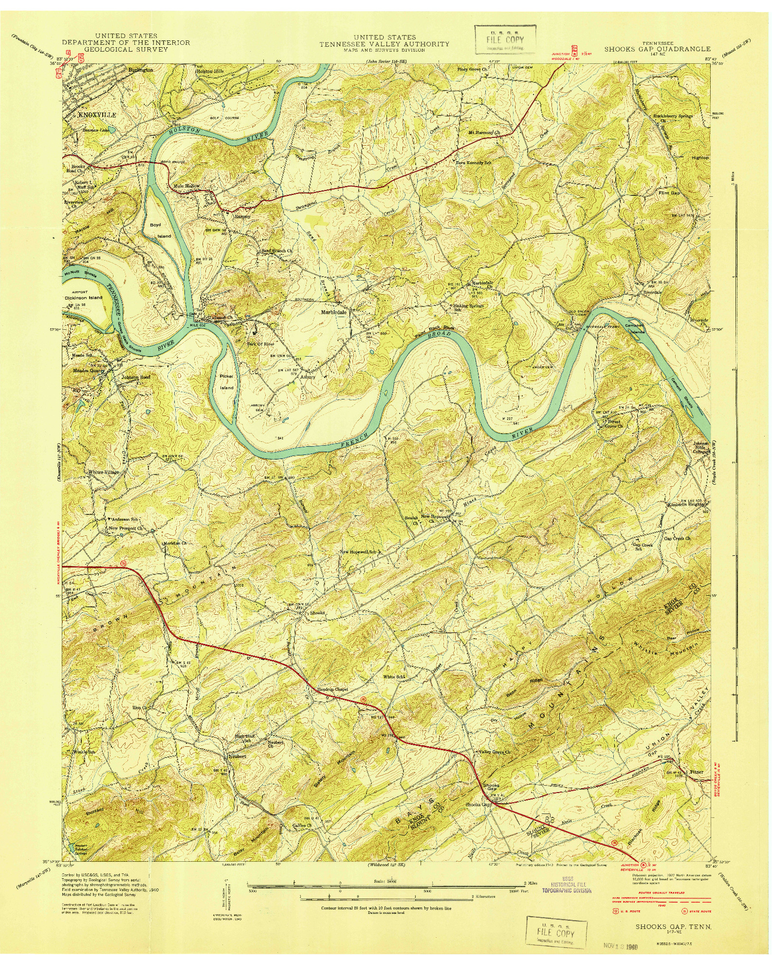 USGS 1:24000-SCALE QUADRANGLE FOR SHOOKS GAP, TN 1940