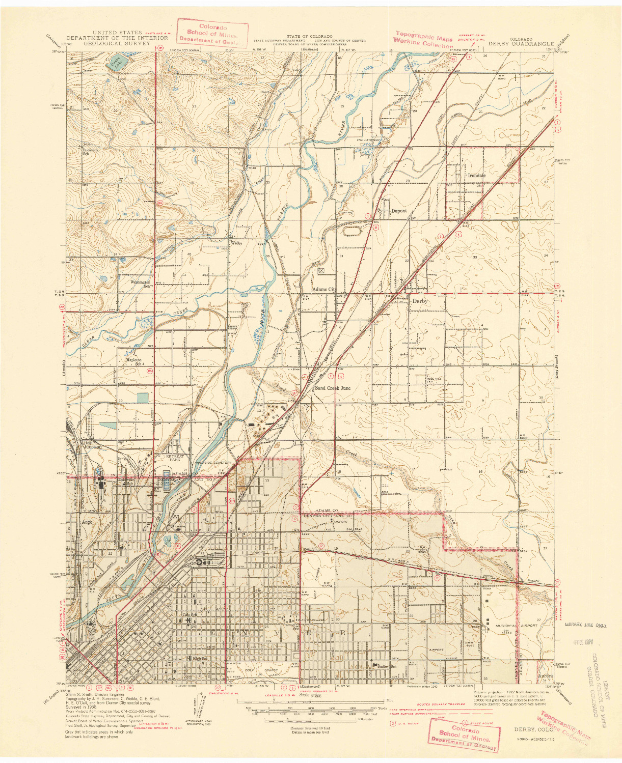 USGS 1:31680-SCALE QUADRANGLE FOR DERBY, CO 1940