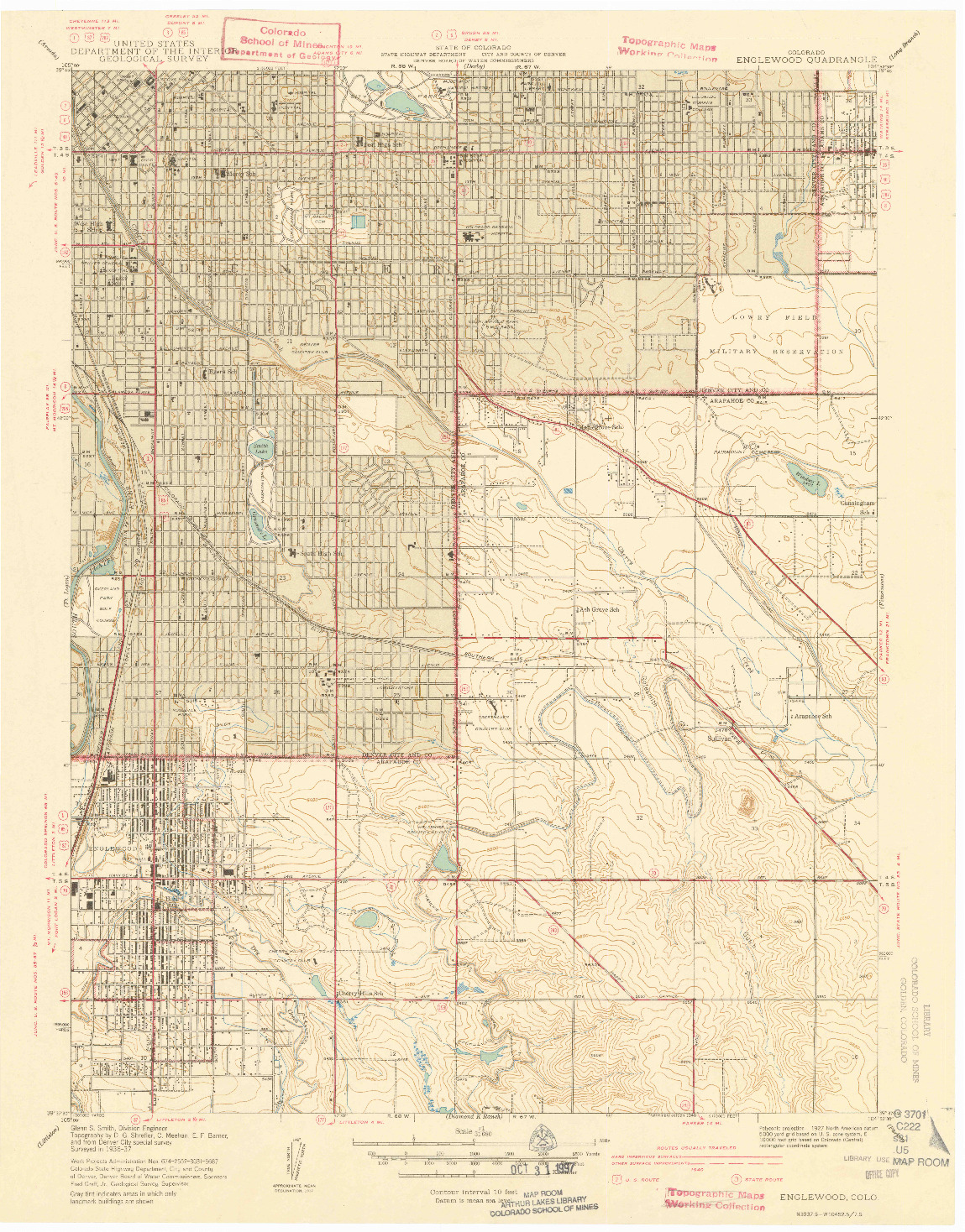 USGS 1:31680-SCALE QUADRANGLE FOR ENGLEWOOD, CO 1940