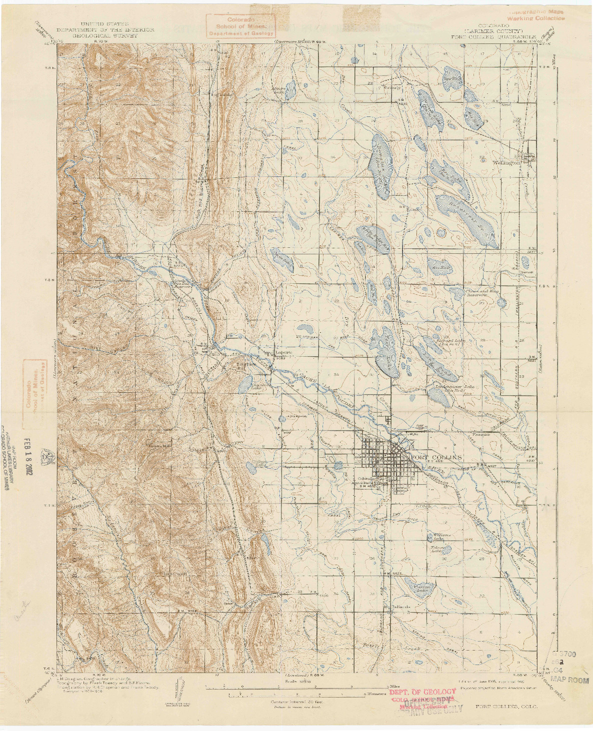 USGS 1:62500-SCALE QUADRANGLE FOR FORT COLLINS, CO 1908