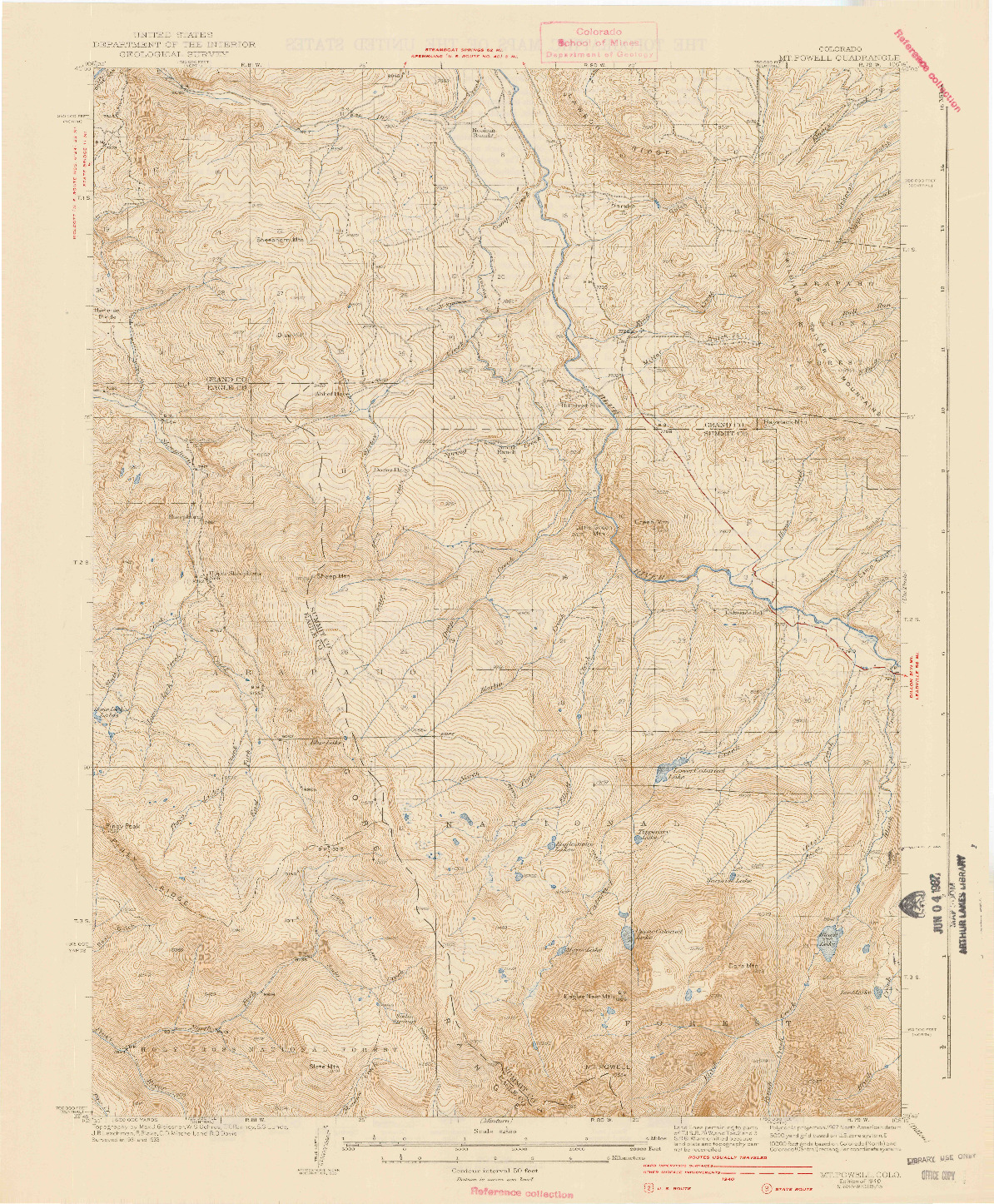 USGS 1:62500-SCALE QUADRANGLE FOR MOUNT POWELL, CO 1940