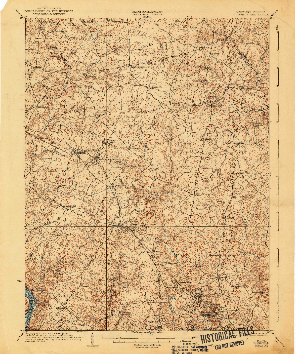 USGS 1:62500-SCALE QUADRANGLE FOR ROCKVILLE, MD 1923