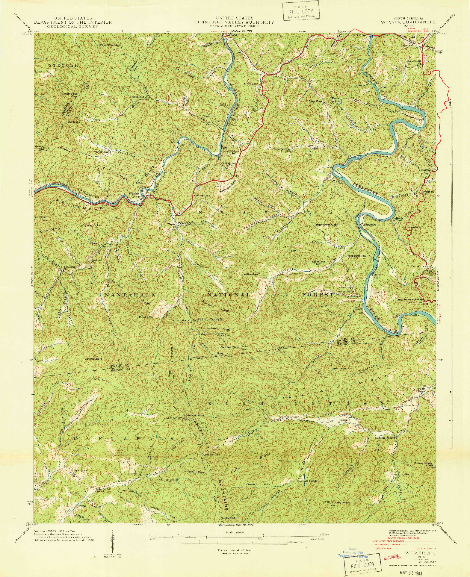 USGS 1:24000-SCALE QUADRANGLE FOR WESSER, NC 1940