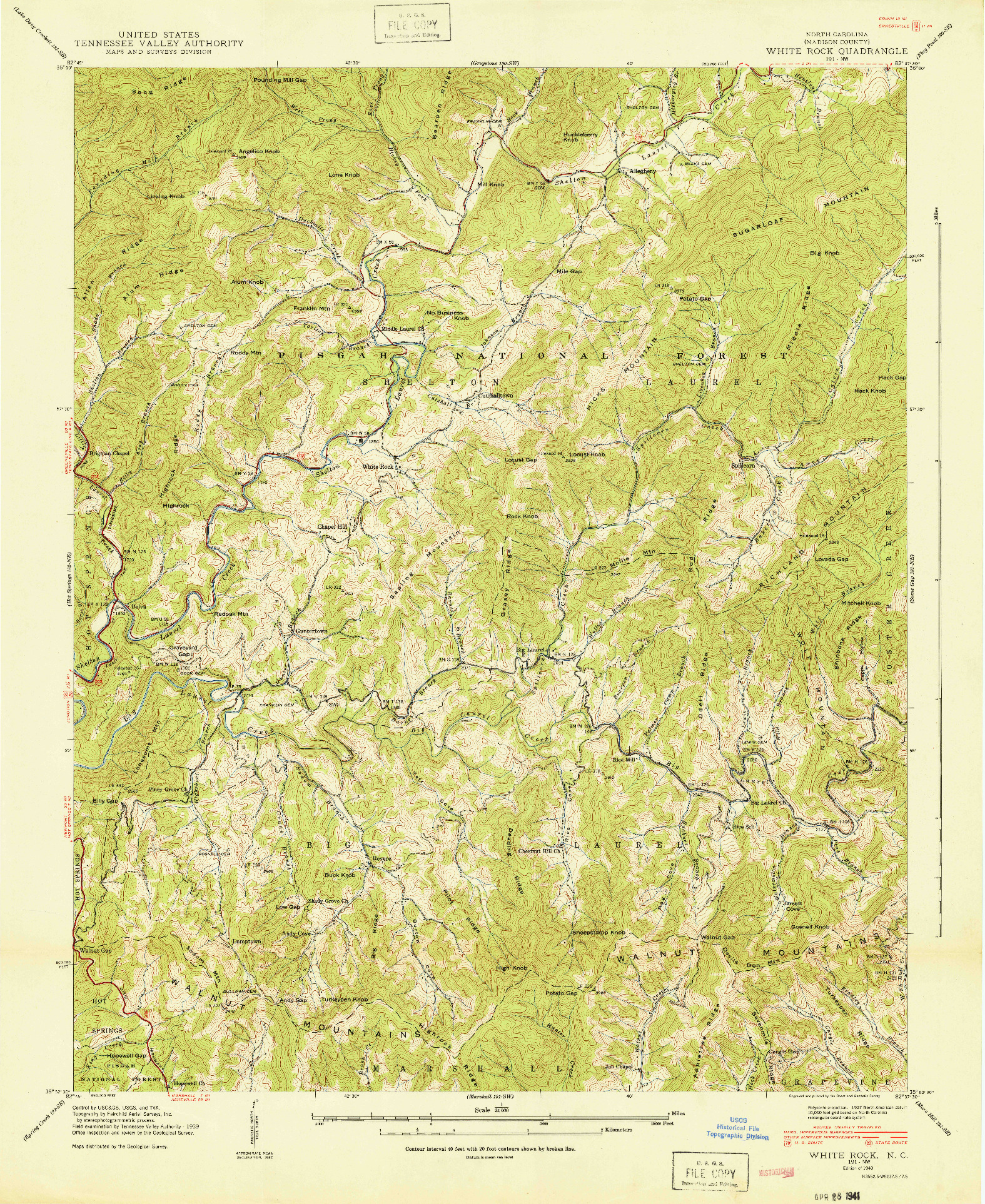 USGS 1:24000-SCALE QUADRANGLE FOR WHITE ROCK, NC 1940