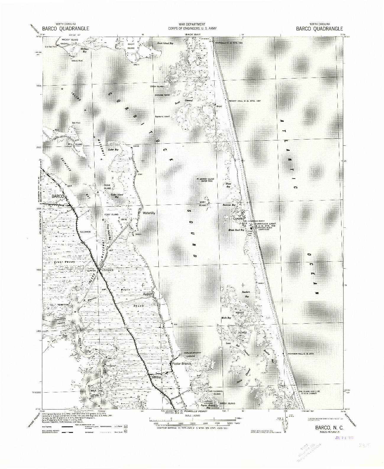 USGS 1:62500-SCALE QUADRANGLE FOR BARCO, NC 1940