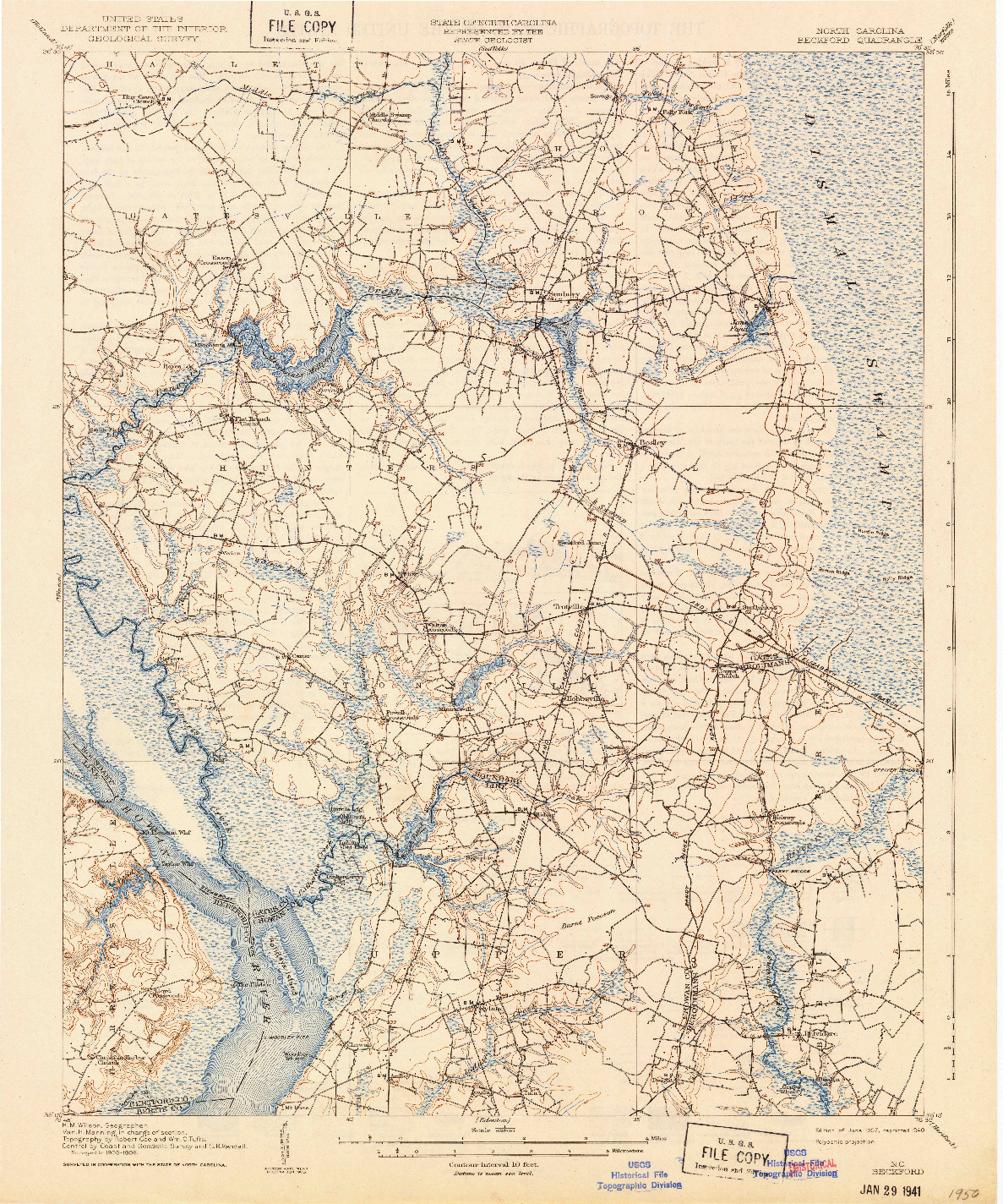USGS 1:62500-SCALE QUADRANGLE FOR BECKFORD, NC 1907