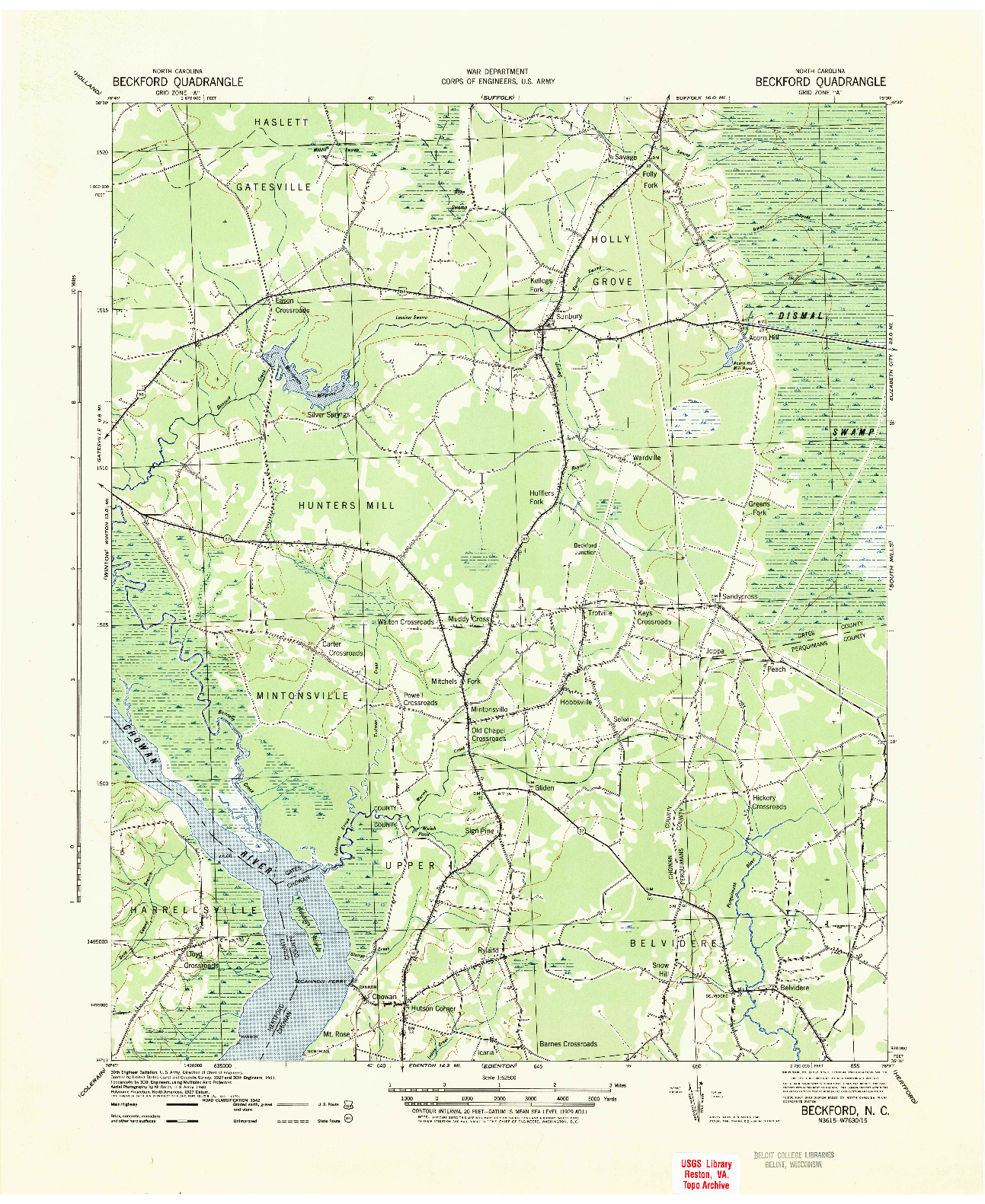 USGS 1:62500-SCALE QUADRANGLE FOR BECKFORD, NC 1940