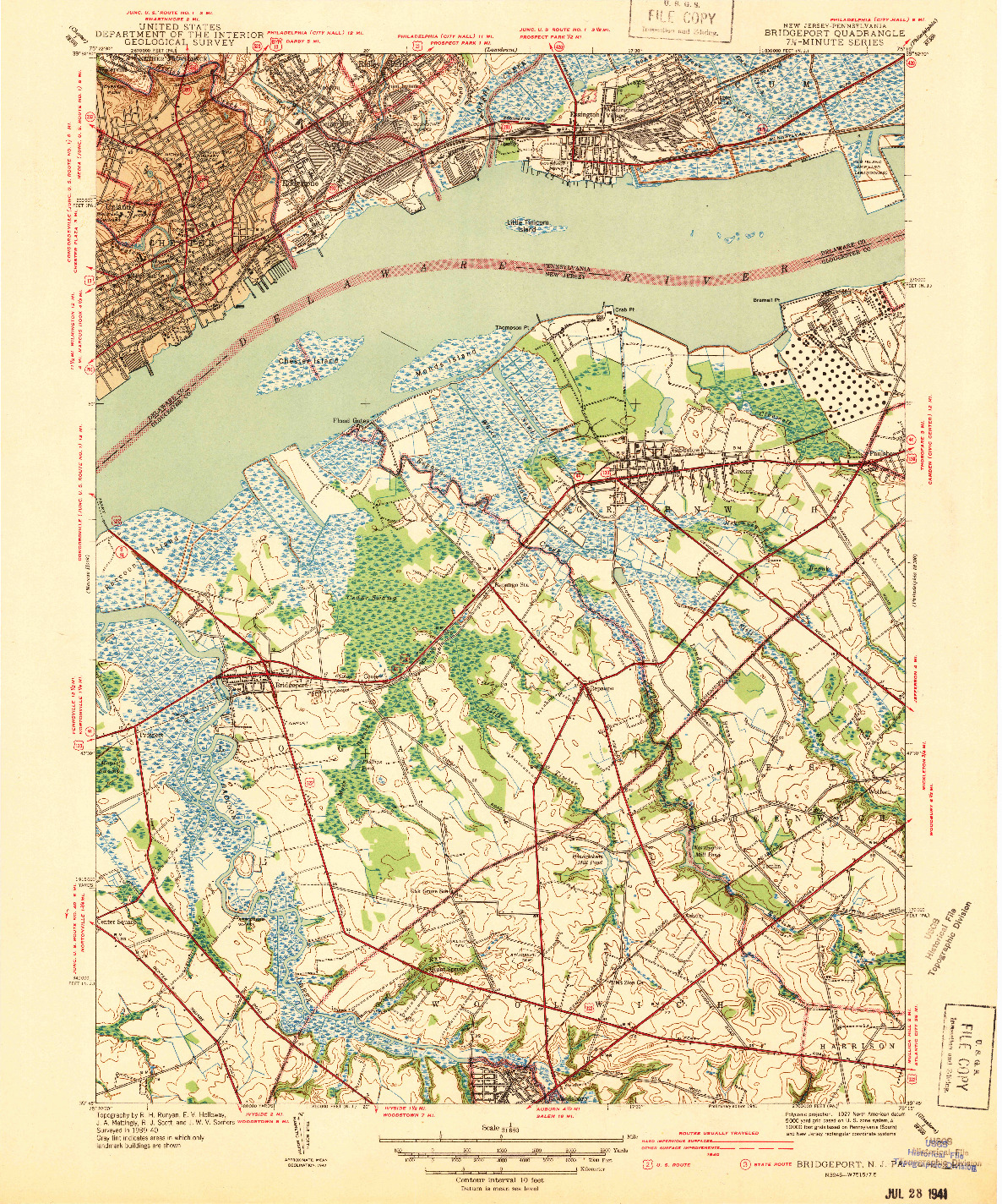 USGS 1:31680-SCALE QUADRANGLE FOR BRIDGEPORT, NJ 1940