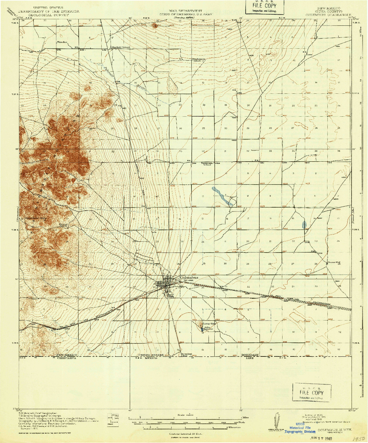 USGS 1:62500-SCALE QUADRANGLE FOR COLUMBUS, NM 1920