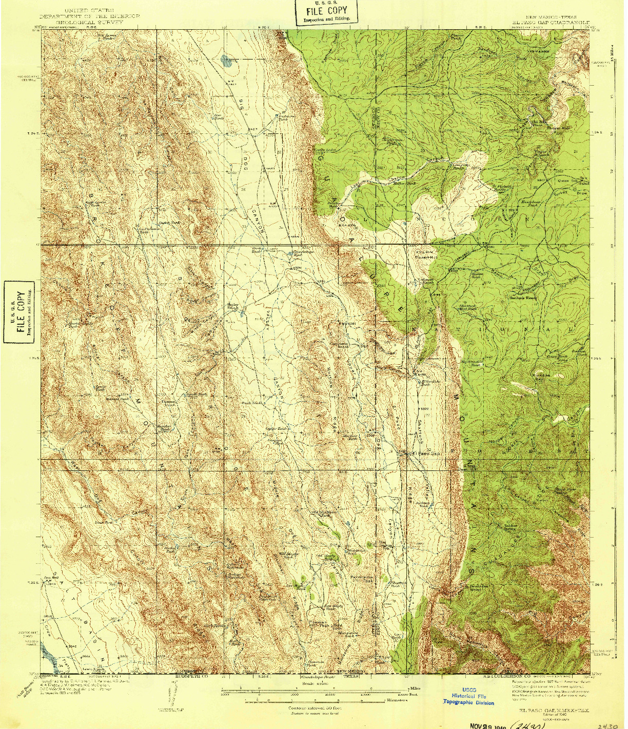 USGS 1:62500-SCALE QUADRANGLE FOR EL PASO GAP, NM 1940
