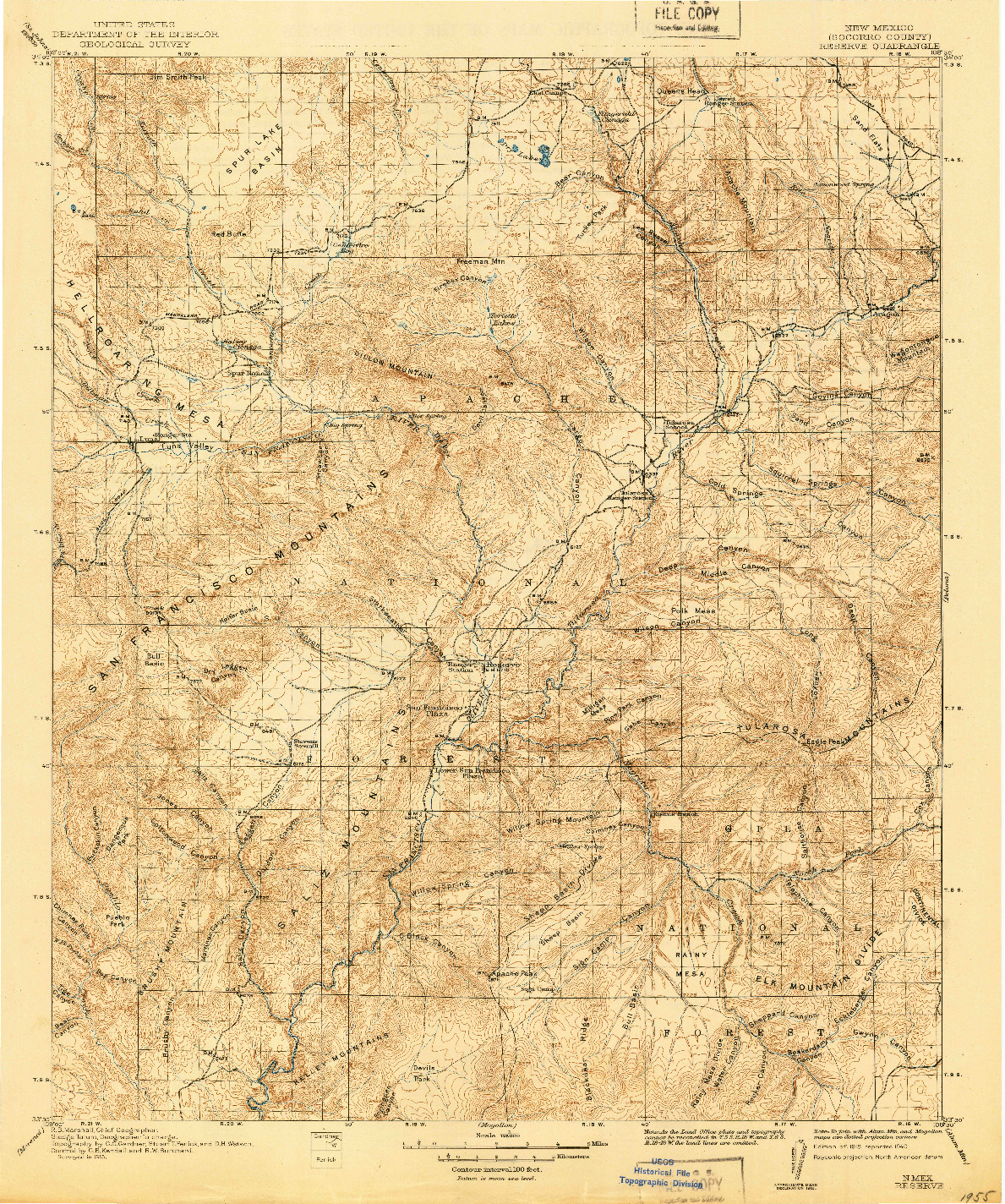 USGS 1:125000-SCALE QUADRANGLE FOR RESERVE, NM 1918