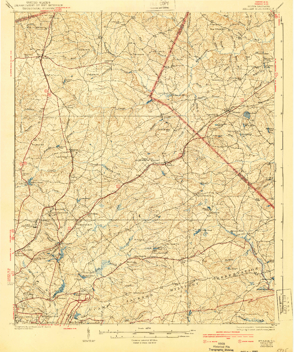 USGS 1:62500-SCALE QUADRANGLE FOR KILLIAN, SC 1937