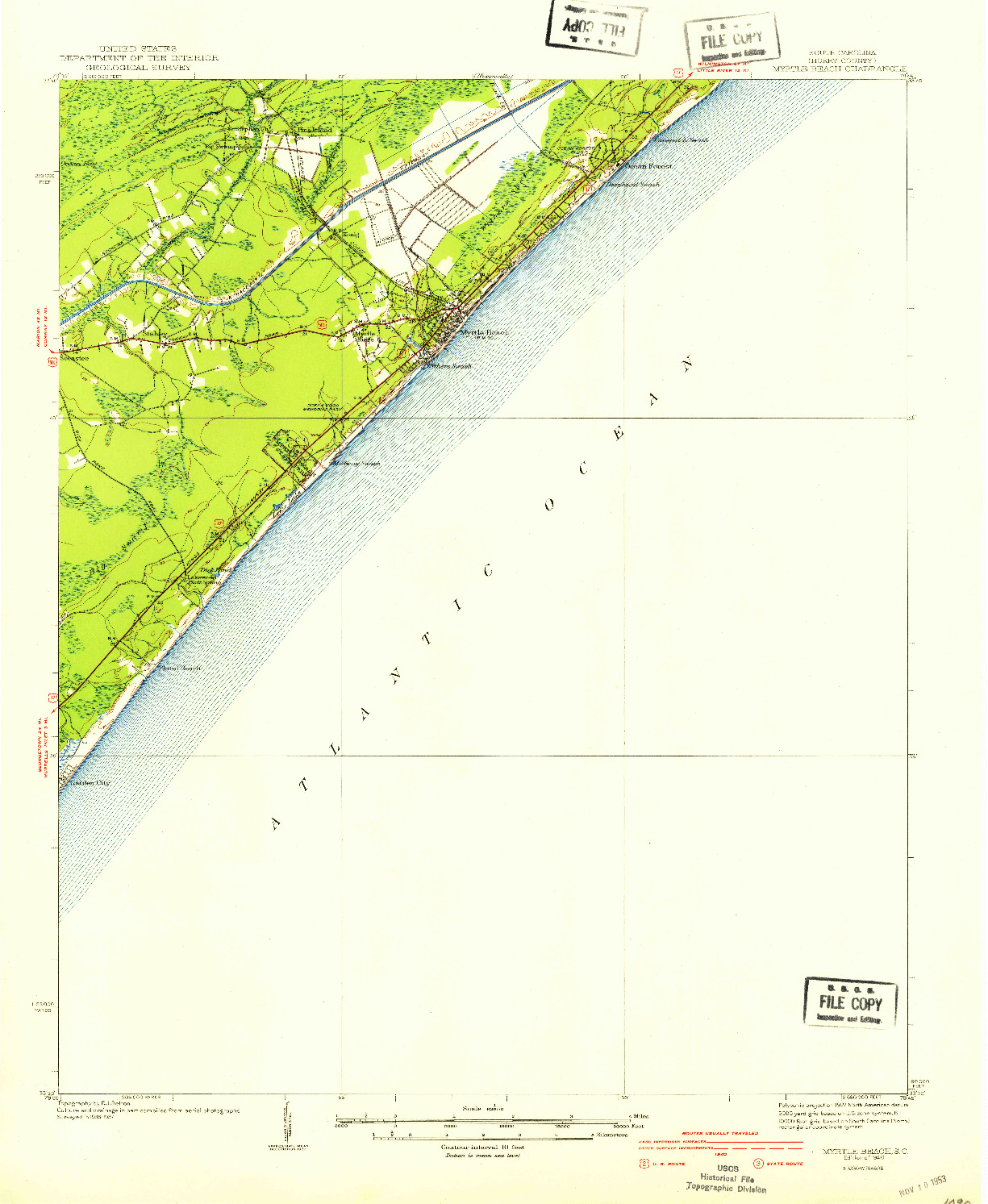 USGS 1:62500-SCALE QUADRANGLE FOR MYRTLE BEACH, SC 1940