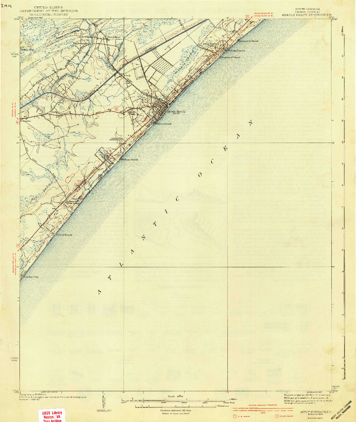 USGS 1:62500-SCALE QUADRANGLE FOR MYRTLE BEACH, SC 1940