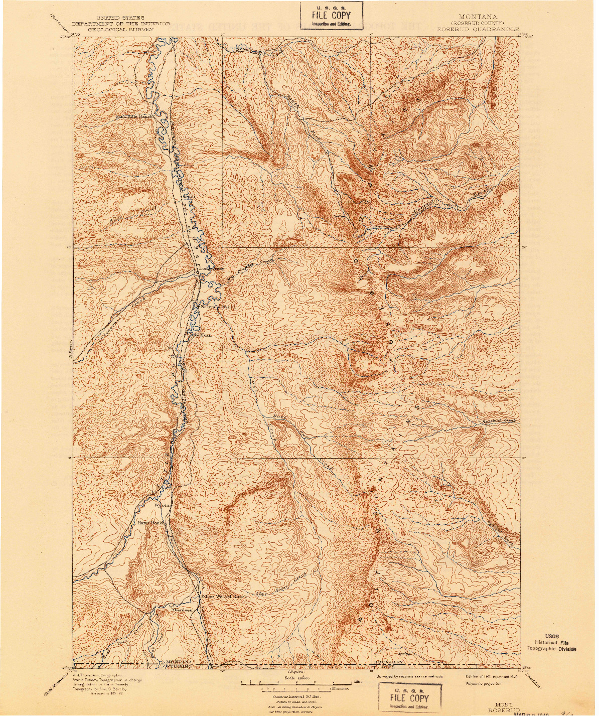 USGS 1:125000-SCALE QUADRANGLE FOR ROSEBUD, MT 1901