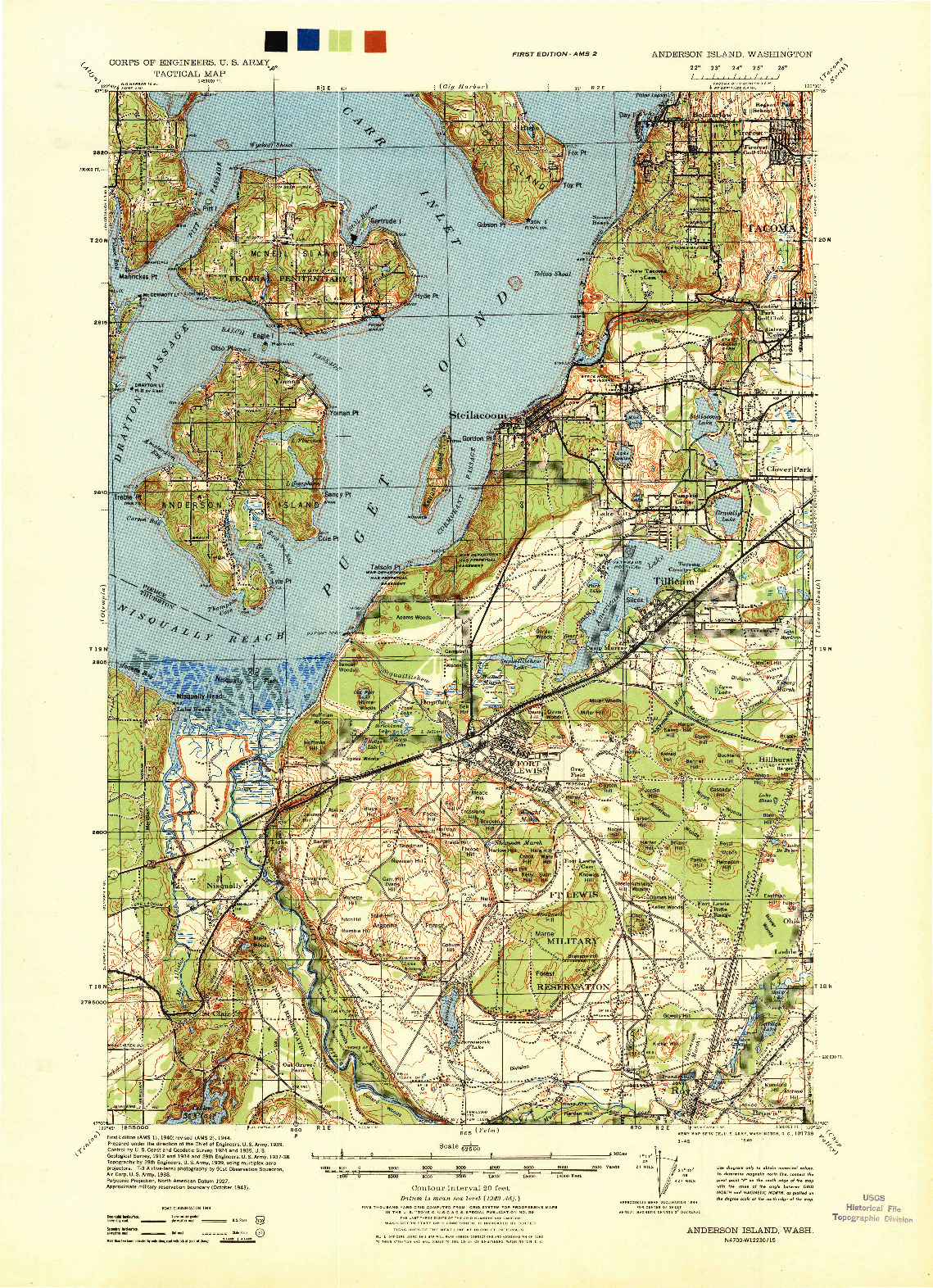 USGS 1:62500-SCALE QUADRANGLE FOR ANDERSON ISLAND, WA 1940