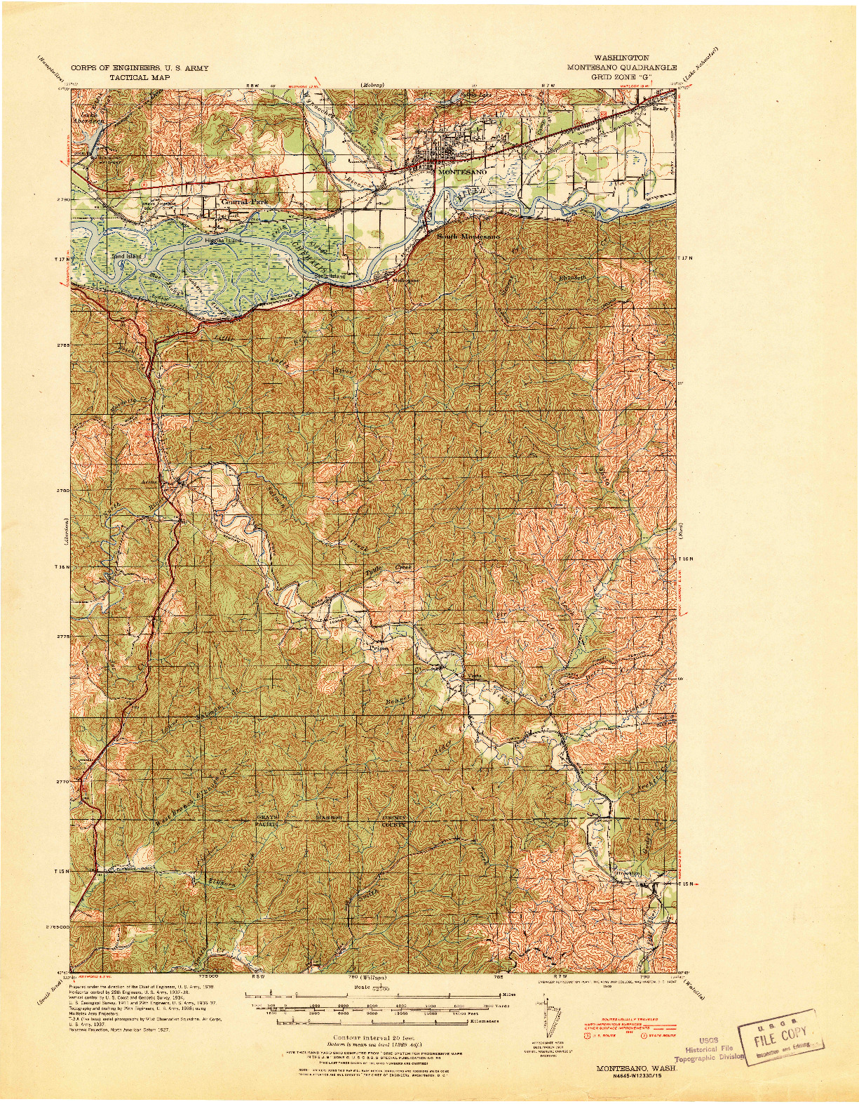 USGS 1:62500-SCALE QUADRANGLE FOR MONTESANO, WA 1940