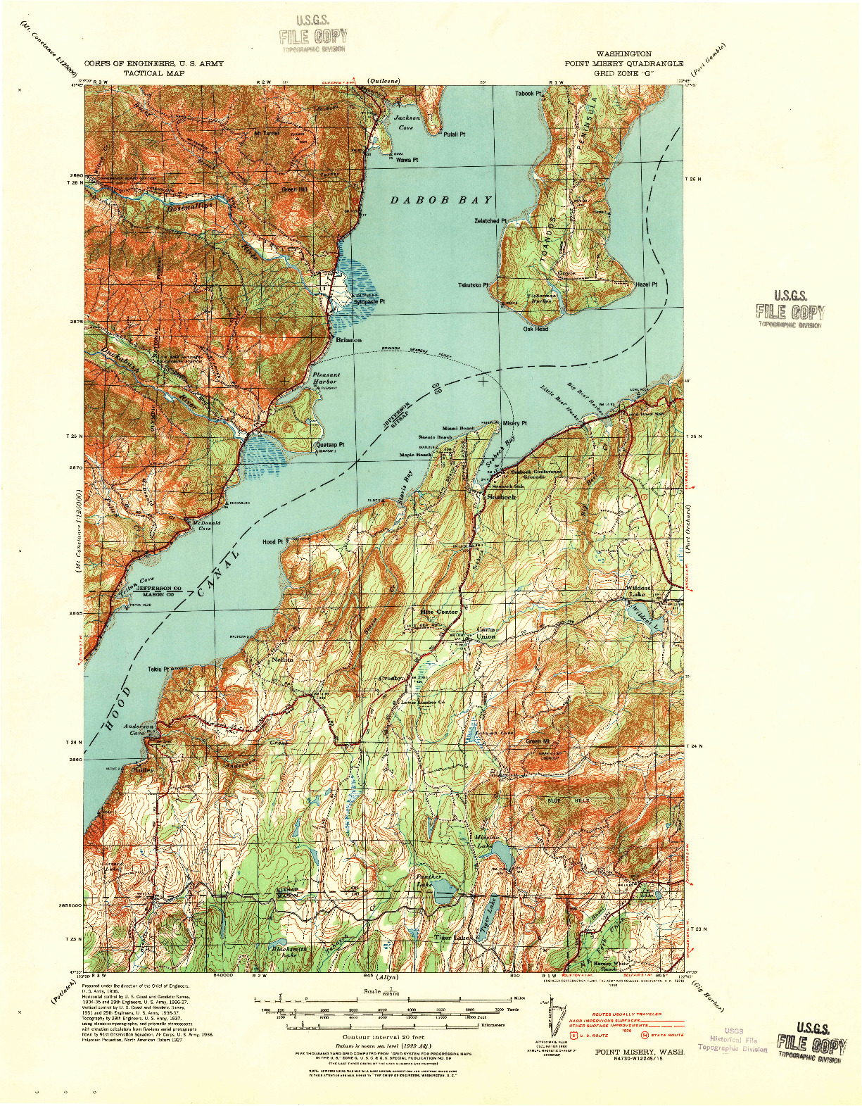 USGS 1:62500-SCALE QUADRANGLE FOR POINT MISERY, WA 1940