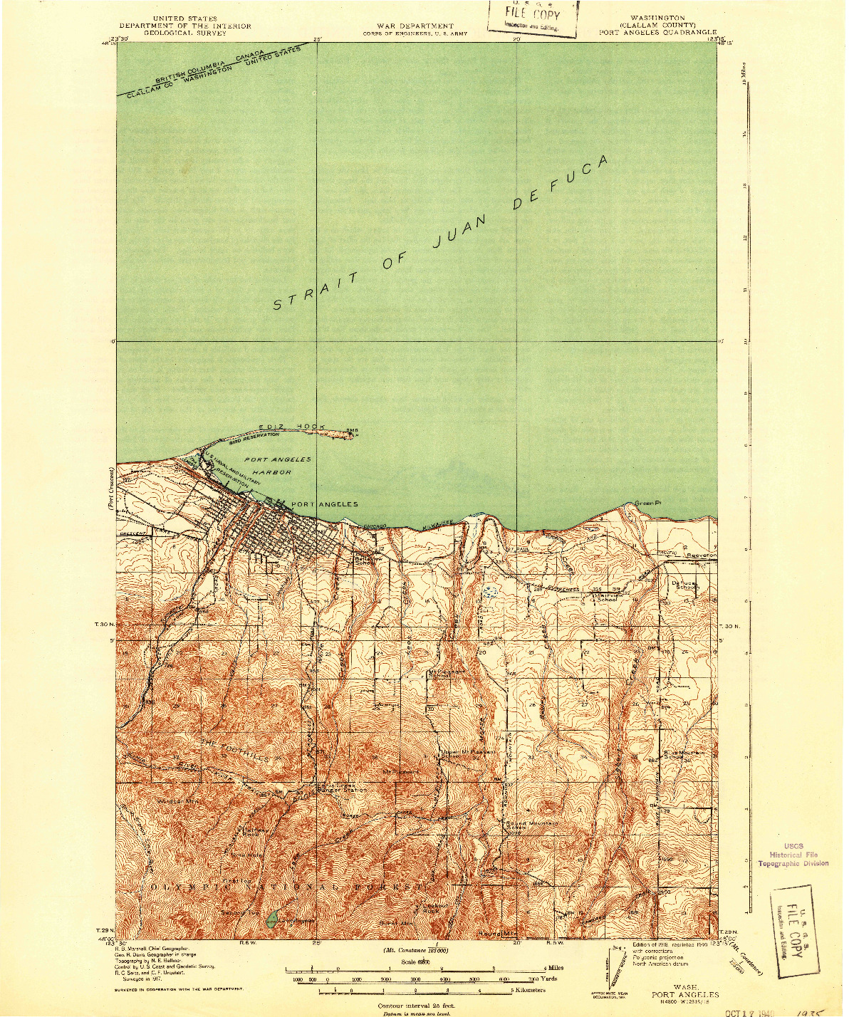 USGS 1:62500-SCALE QUADRANGLE FOR PORT ANGELES, WA 1918