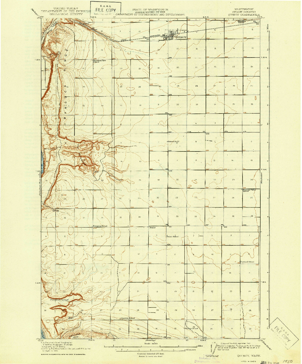 USGS 1:62500-SCALE QUADRANGLE FOR QUINCY, WA 1910