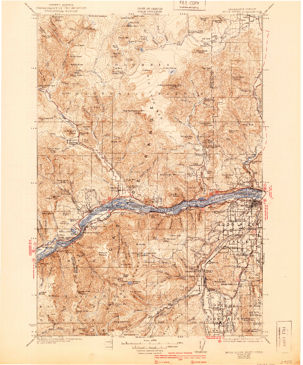 USGS 1:125000-SCALE QUADRANGLE FOR HOOD RIVER, WA 1929