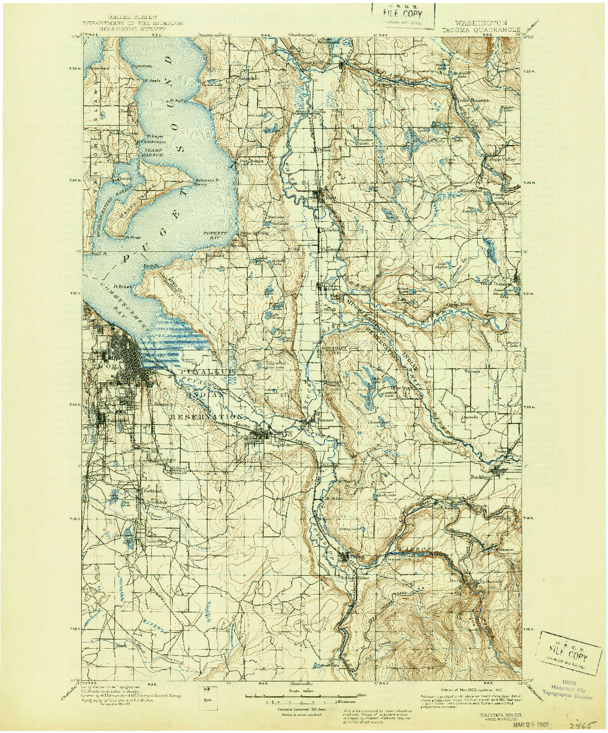 USGS 1:125000-SCALE QUADRANGLE FOR TACOMA, WA 1900