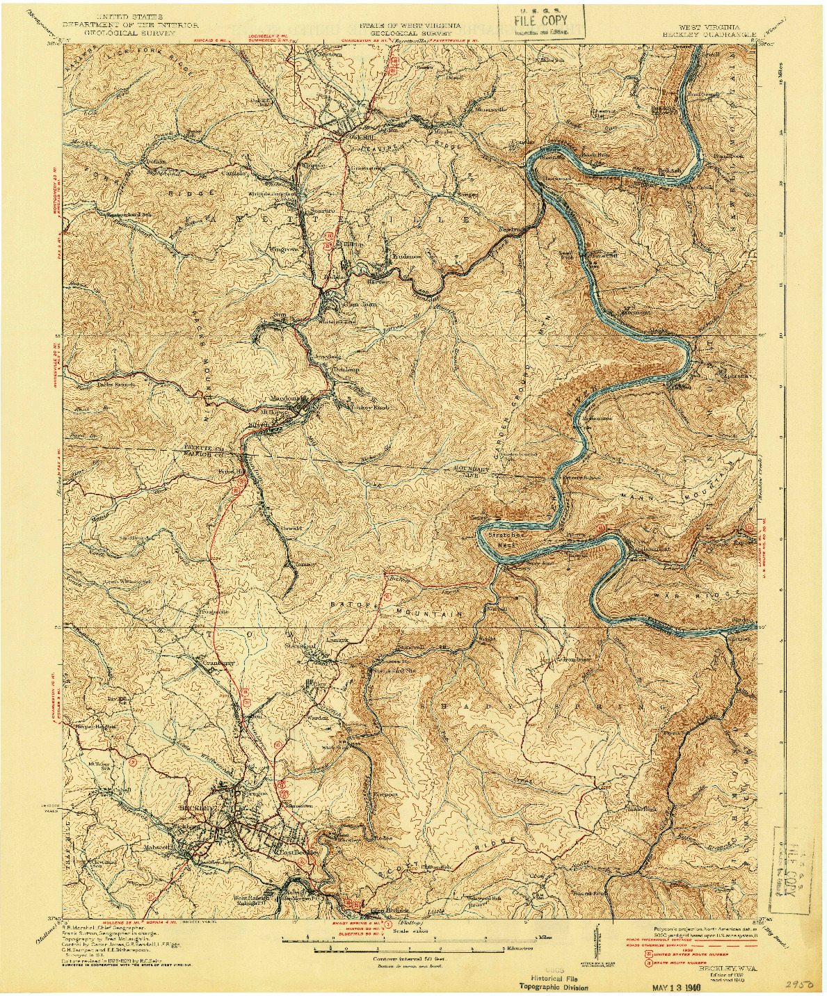 USGS 1:62500-SCALE QUADRANGLE FOR BECKLEY, WV 1932