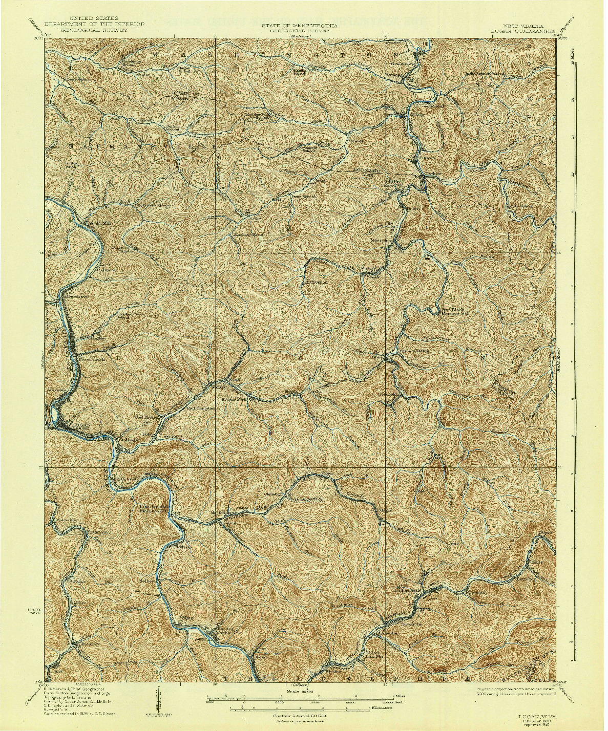 USGS 1:62500-SCALE QUADRANGLE FOR LOGAN, WV 1928