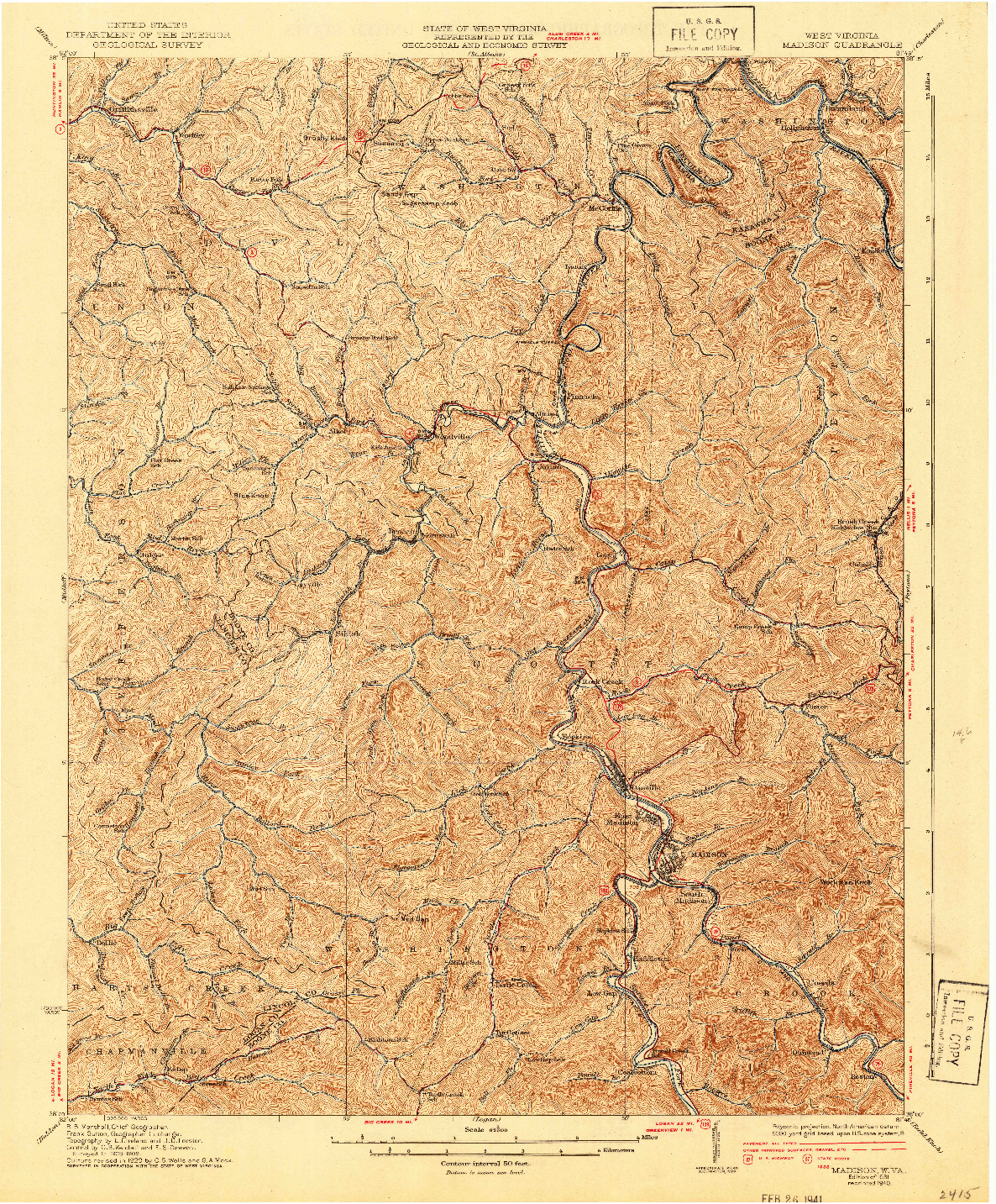 USGS 1:62500-SCALE QUADRANGLE FOR MADISON, WV 1931