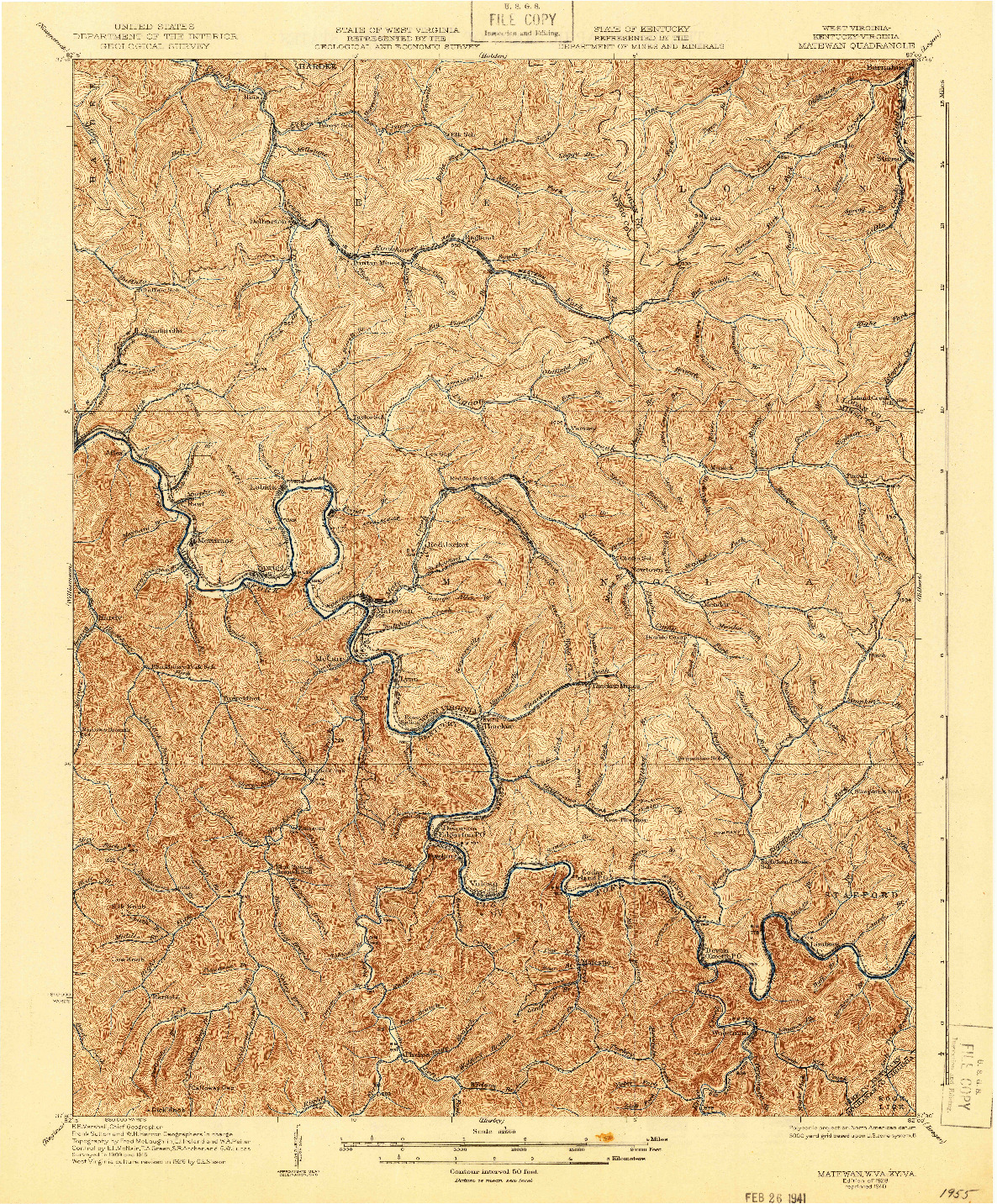 USGS 1:62500-SCALE QUADRANGLE FOR MATEWAN, WV 1928