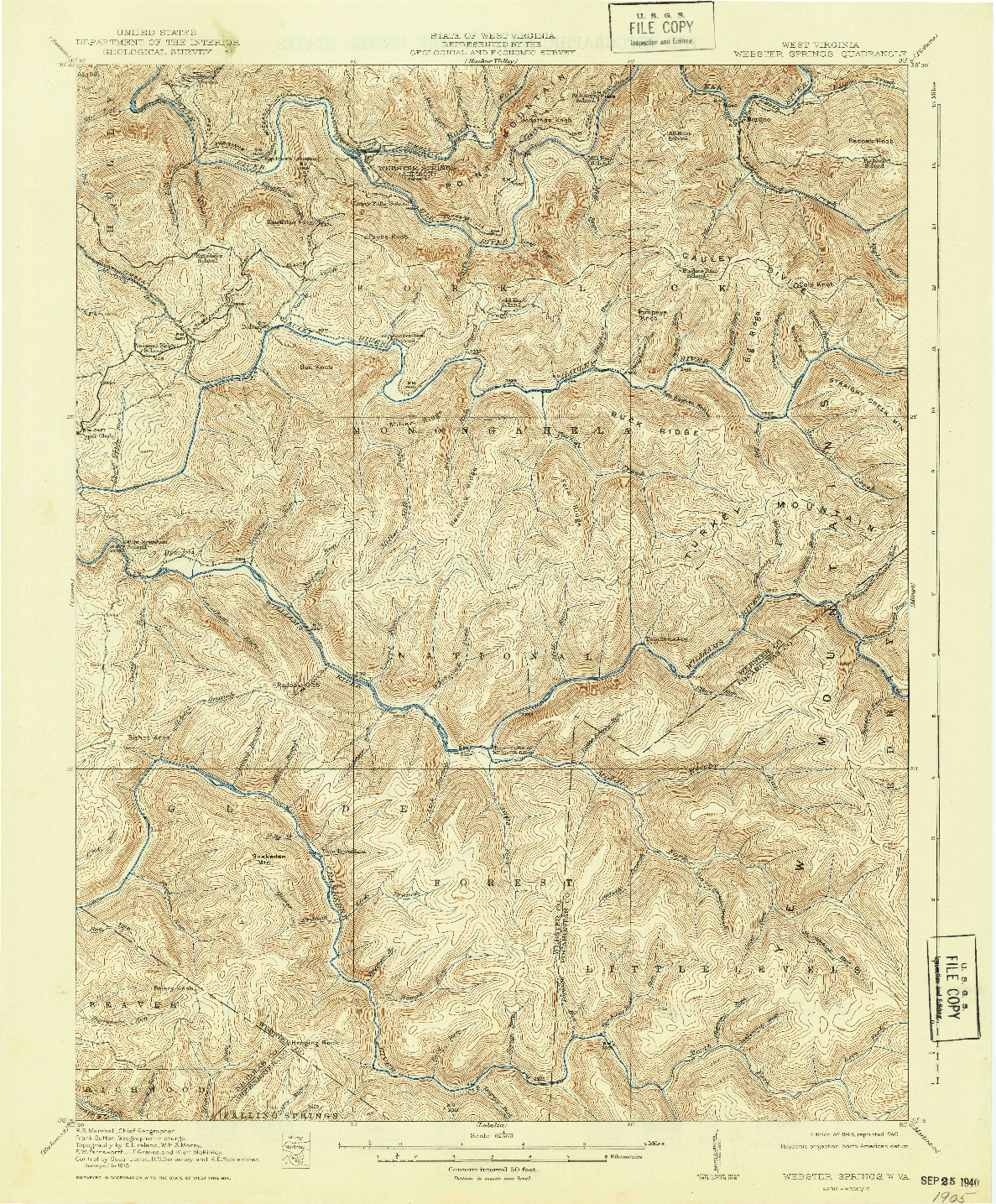 USGS 1:62500-SCALE QUADRANGLE FOR WEBSTER SPRINGS, WV 1918