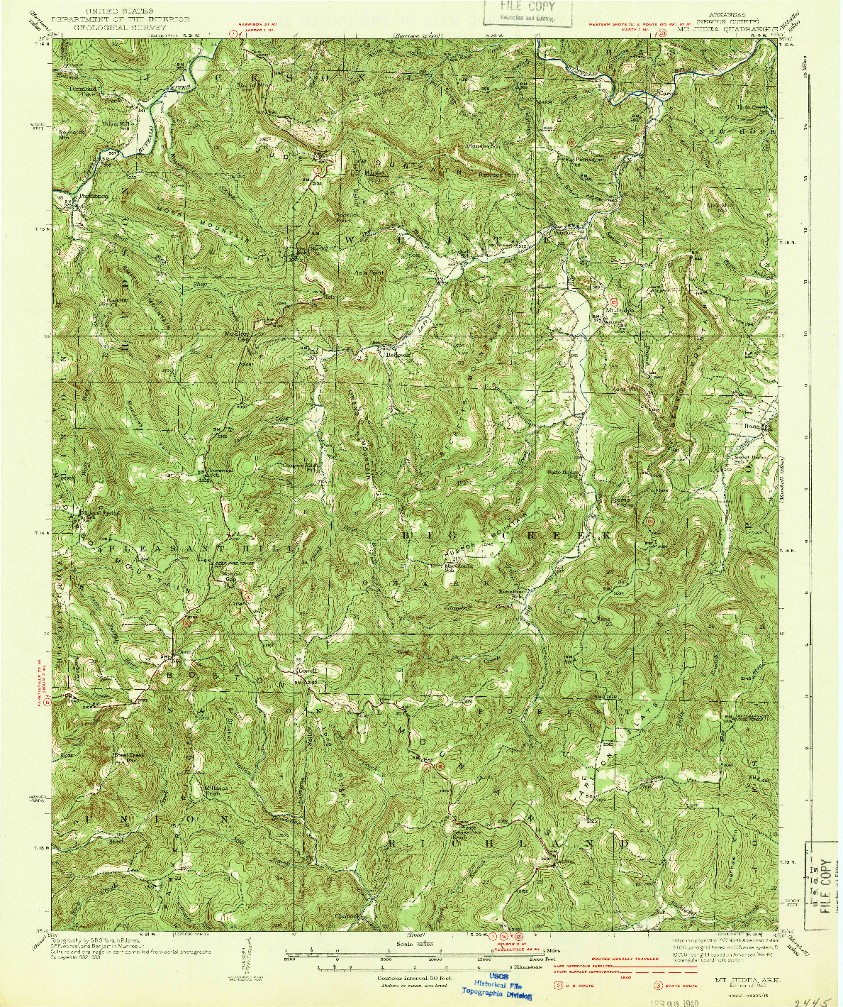 USGS 1:62500-SCALE QUADRANGLE FOR MT JUDEA, AR 1940