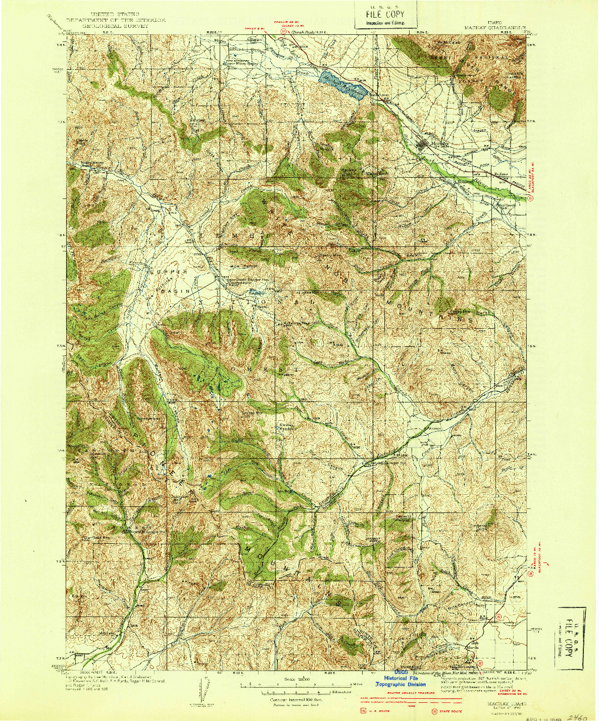 USGS 1:62500-SCALE QUADRANGLE FOR MACKAY, ID 1940