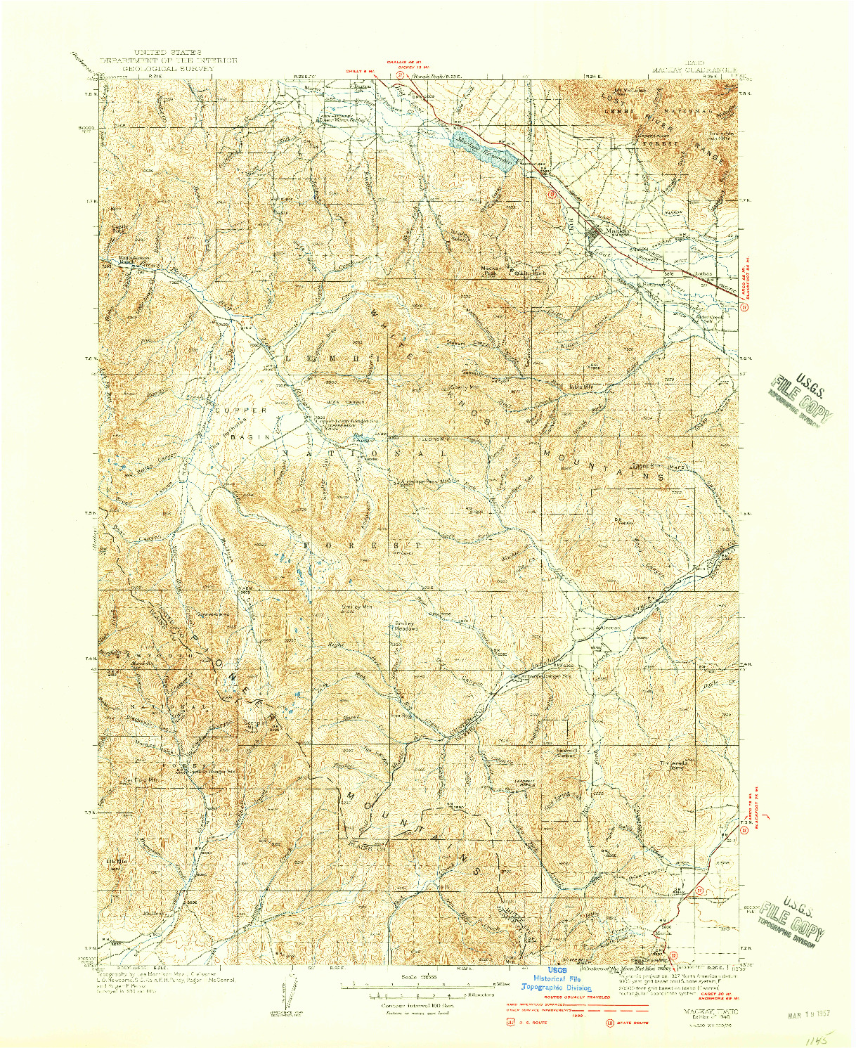 USGS 1:62500-SCALE QUADRANGLE FOR MACKAY, ID 1940