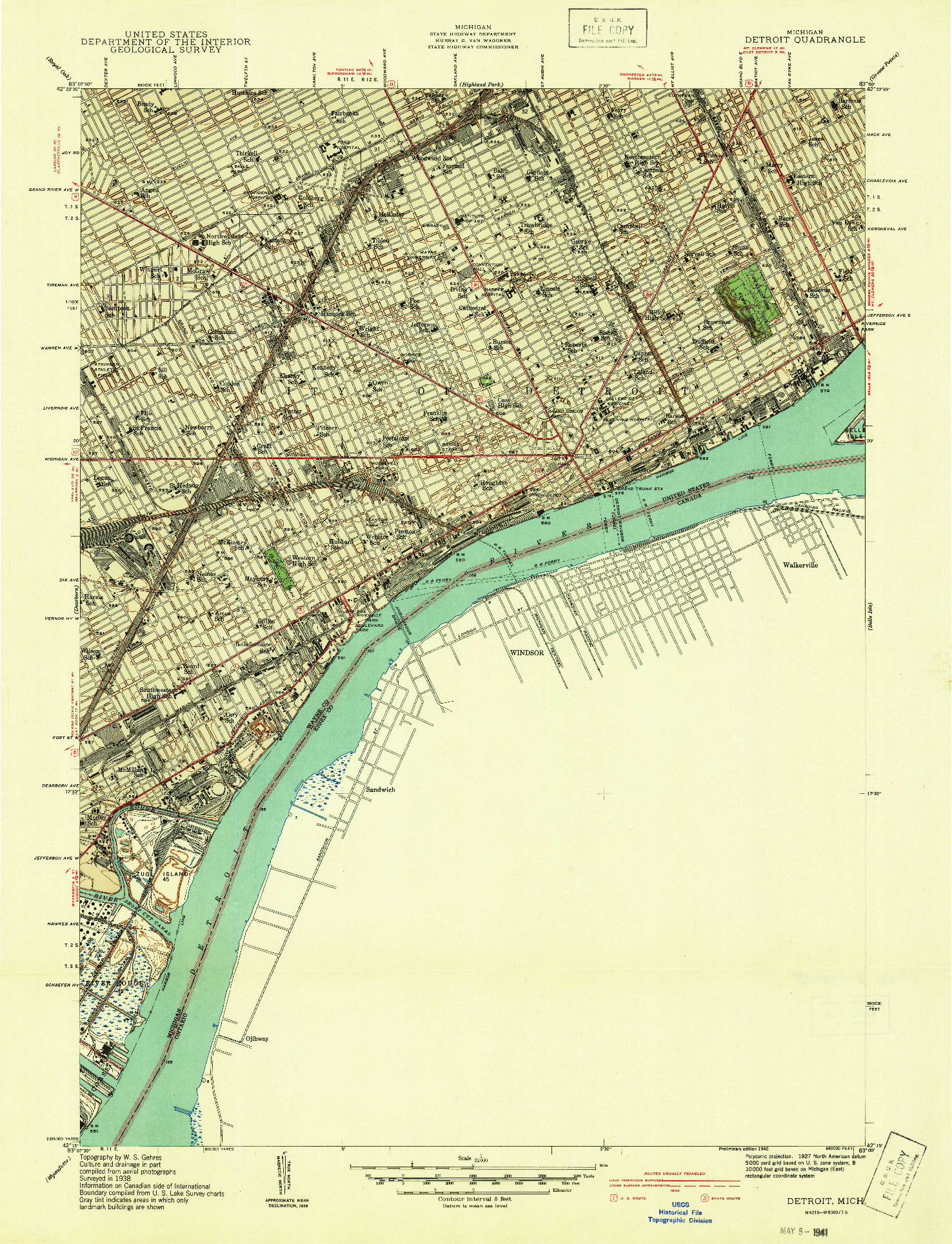 USGS 1:24000-SCALE QUADRANGLE FOR DETROIT, MI 1940