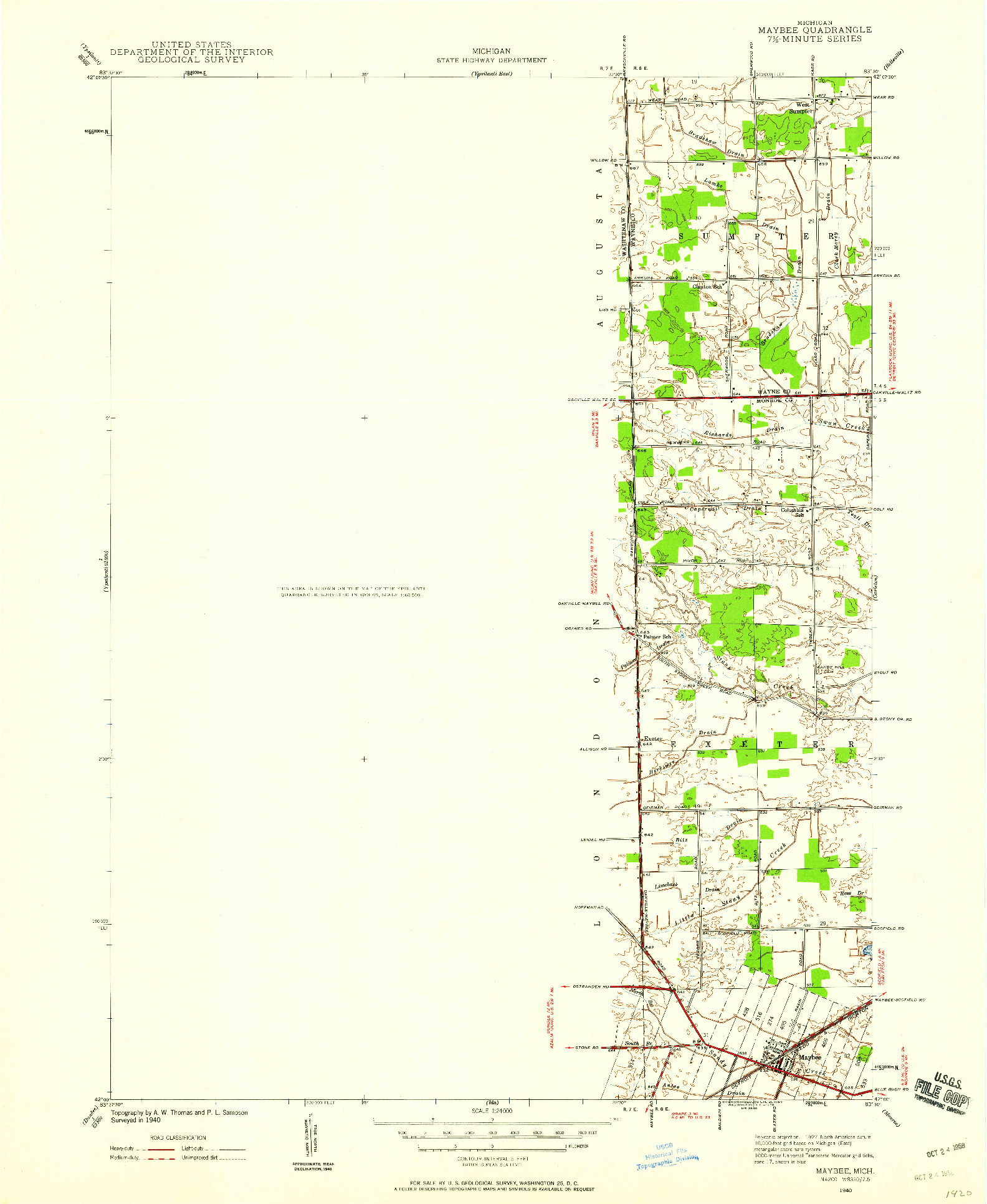 USGS 1:24000-SCALE QUADRANGLE FOR MAYBEE, MI 1940
