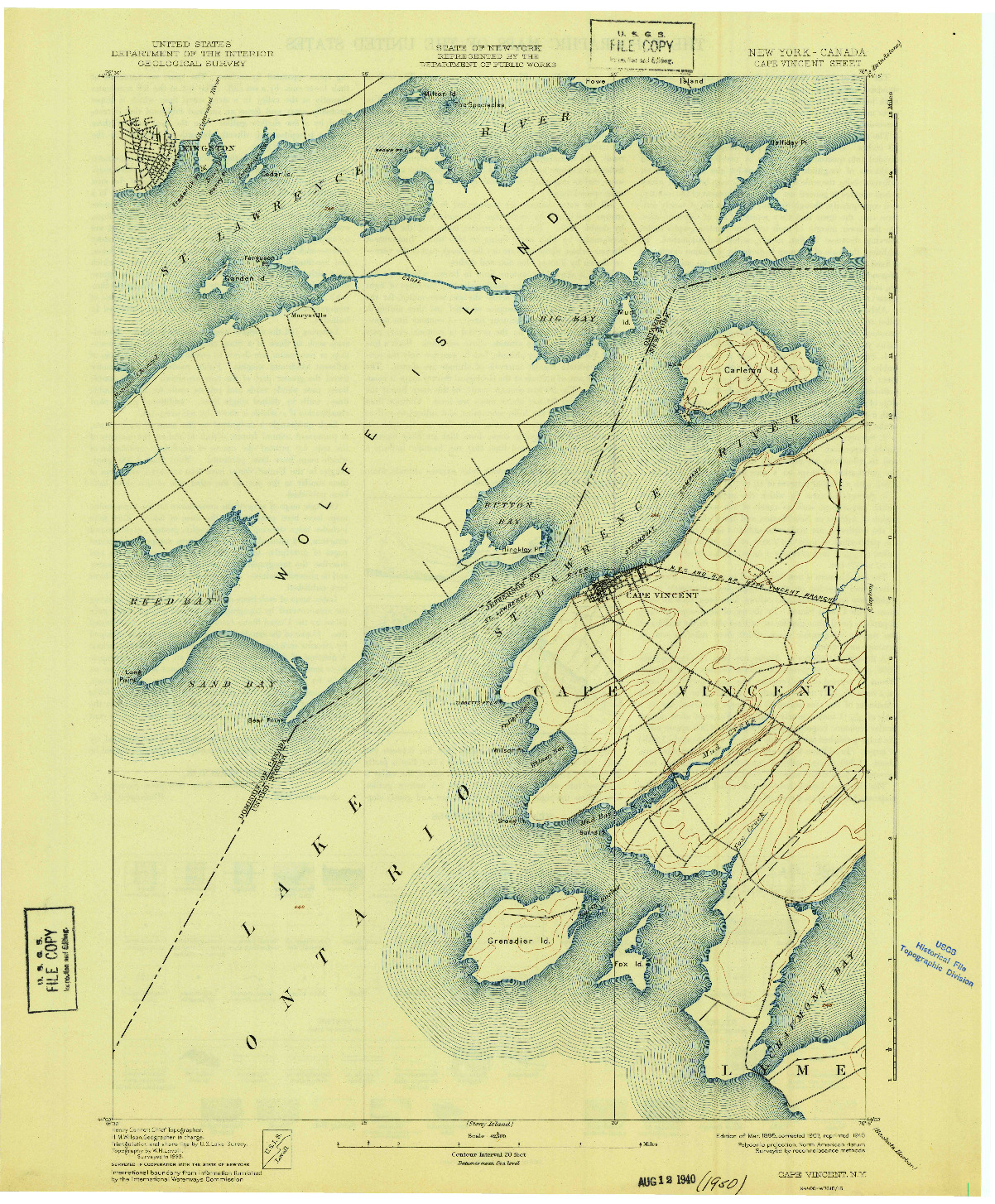 USGS 1:62500-SCALE QUADRANGLE FOR CAPE VINCENT, NY 1895