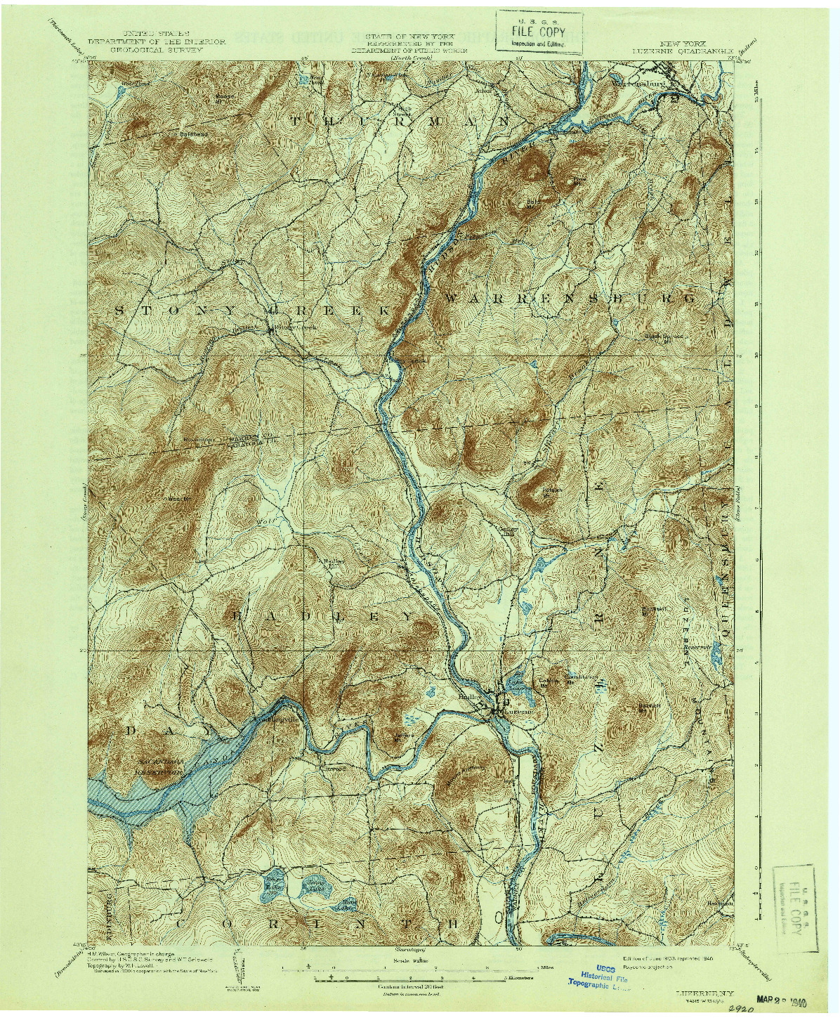 USGS 1:62500-SCALE QUADRANGLE FOR LUZERNE, NY 1903