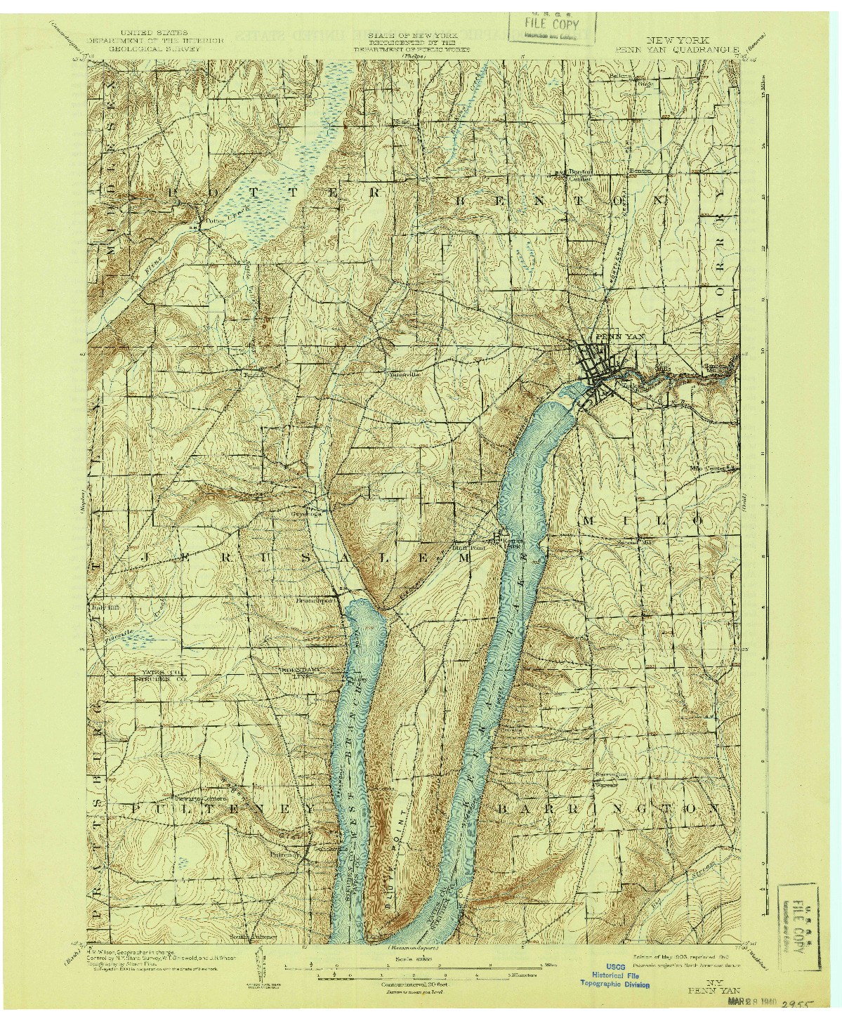 USGS 1:62500-SCALE QUADRANGLE FOR PENN YAN, NY 1903