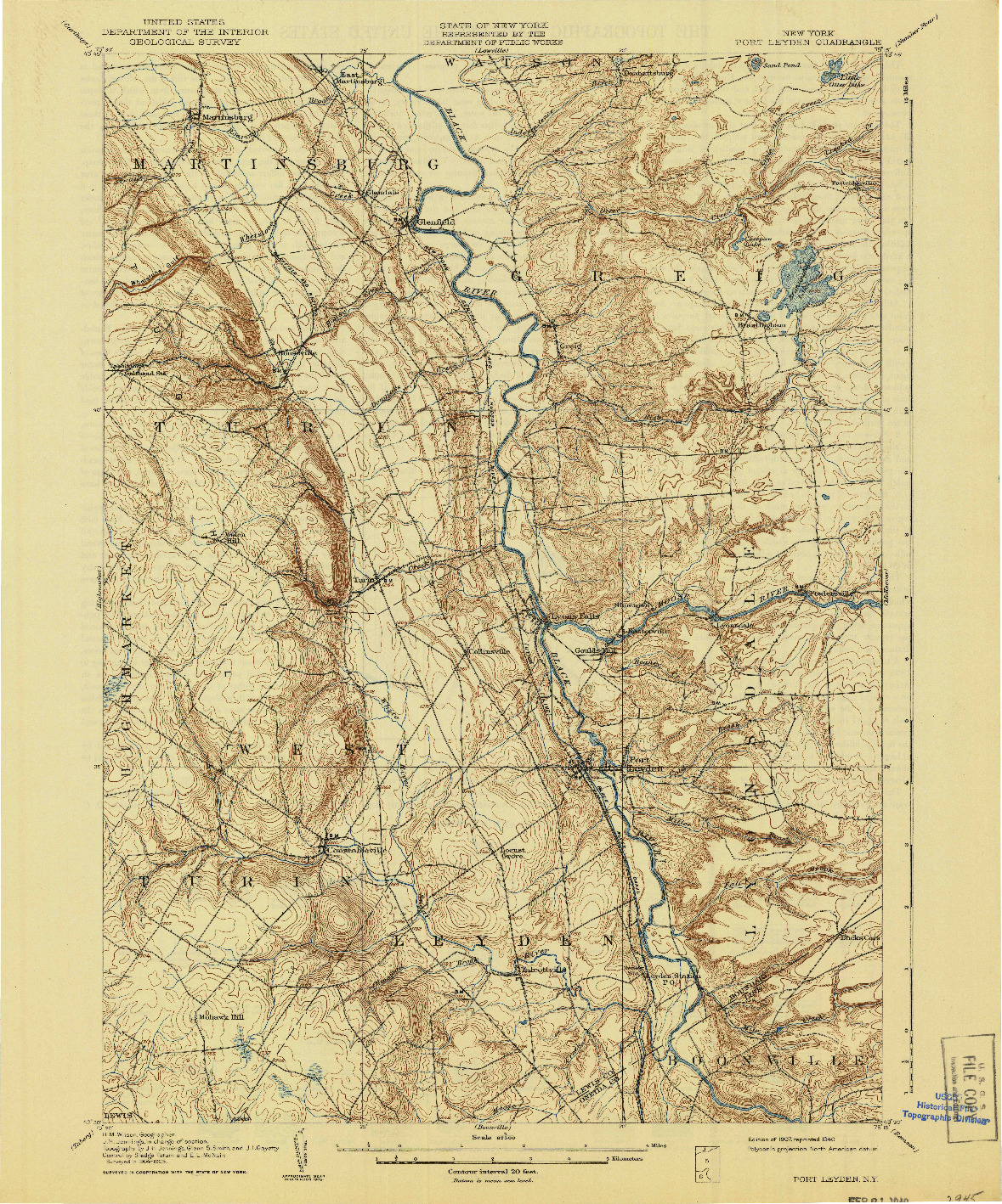 USGS 1:62500-SCALE QUADRANGLE FOR PORT LEYDEN, NY 1940