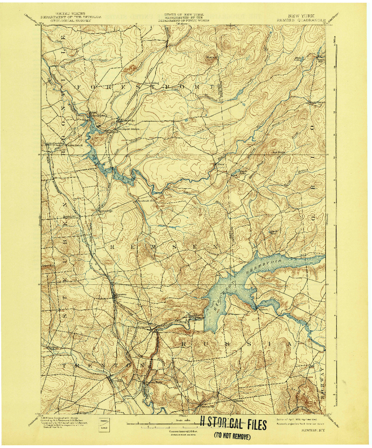 USGS 1:62500-SCALE QUADRANGLE FOR REMSEN, NY 1900