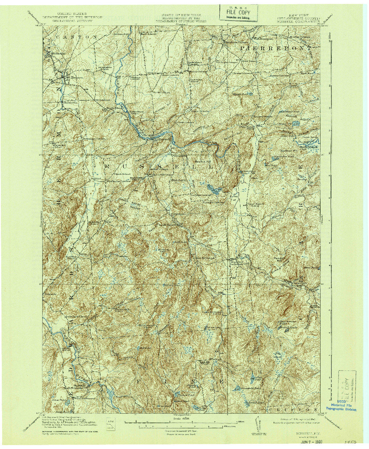 USGS 1:62500-SCALE QUADRANGLE FOR RUSSELL, NY 1918