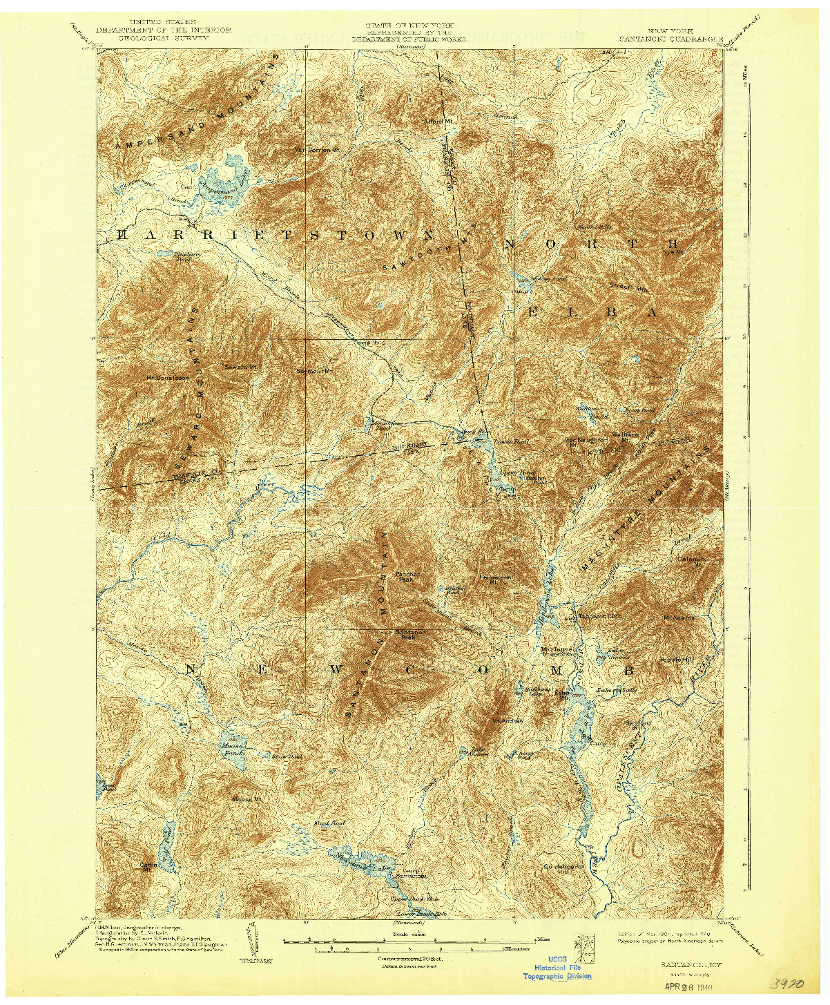 USGS 1:62500-SCALE QUADRANGLE FOR SANTANONI, NY 1904