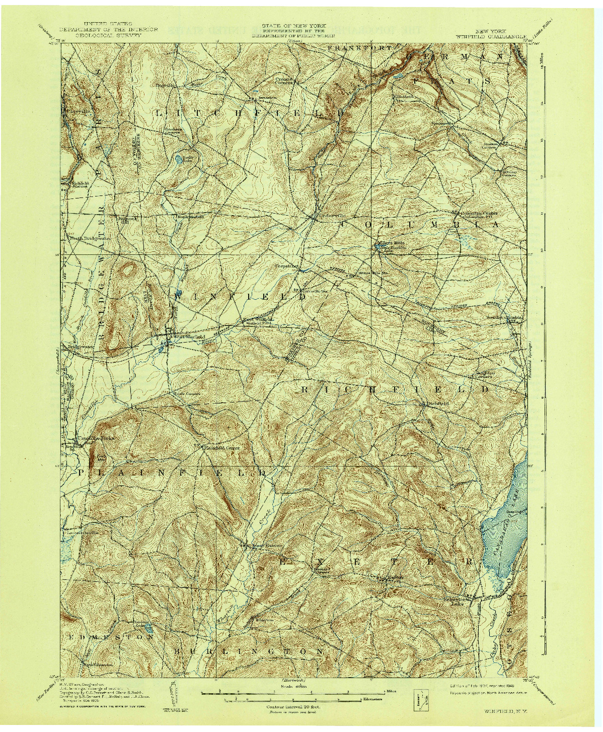 USGS 1:62500-SCALE QUADRANGLE FOR WINFIELD, NY 1907