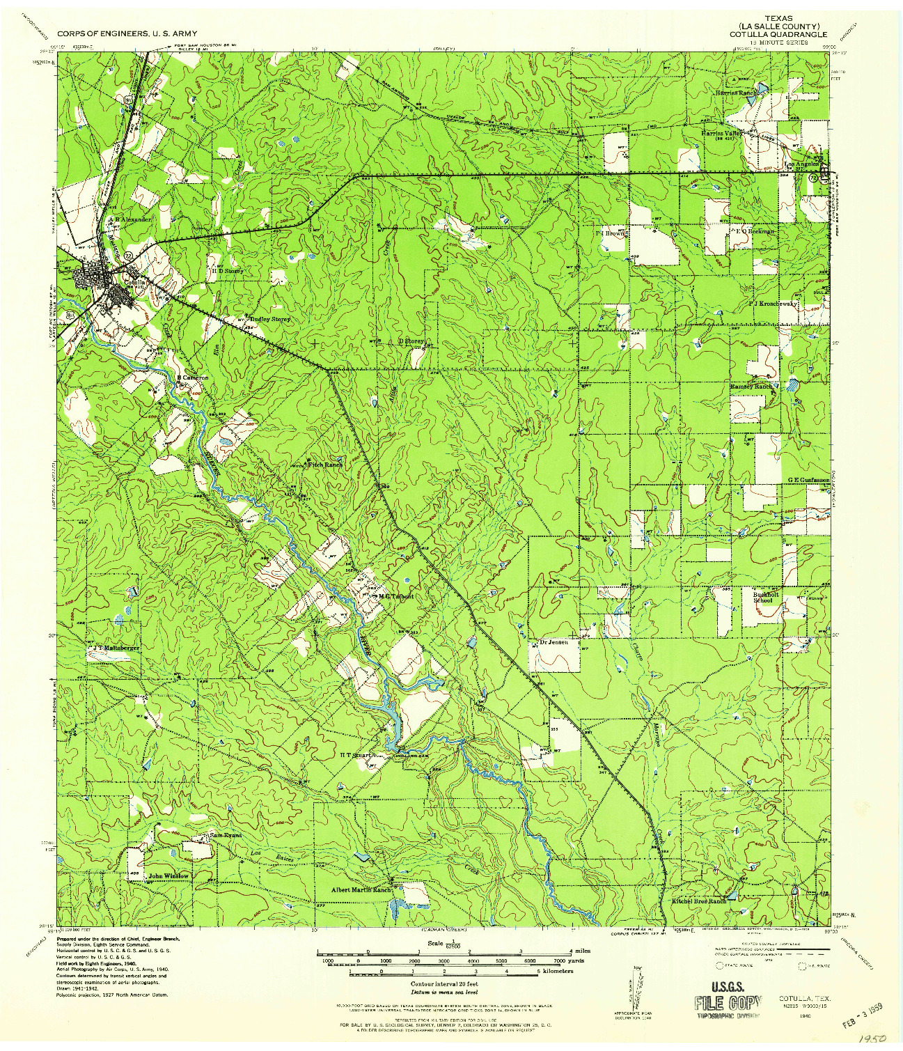 USGS 1:62500-SCALE QUADRANGLE FOR COTULLA, TX 1940